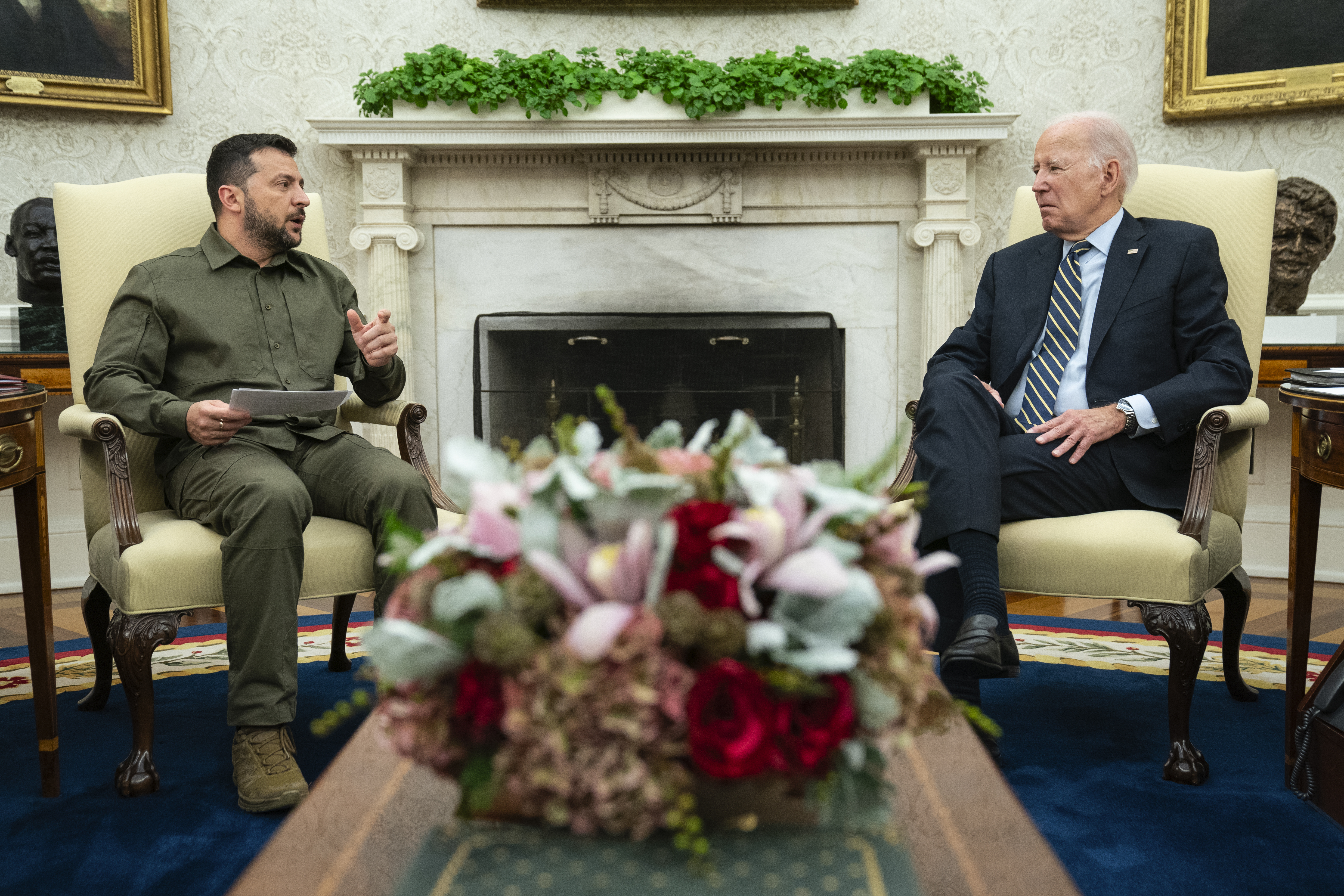President Joe Biden meets with Ukrainian President Volodymyr Zelenskyy in the Oval Office of the White House, Thursday, Sept. 21, 2023, in Washington. (AP Photo/Evan Vucci)