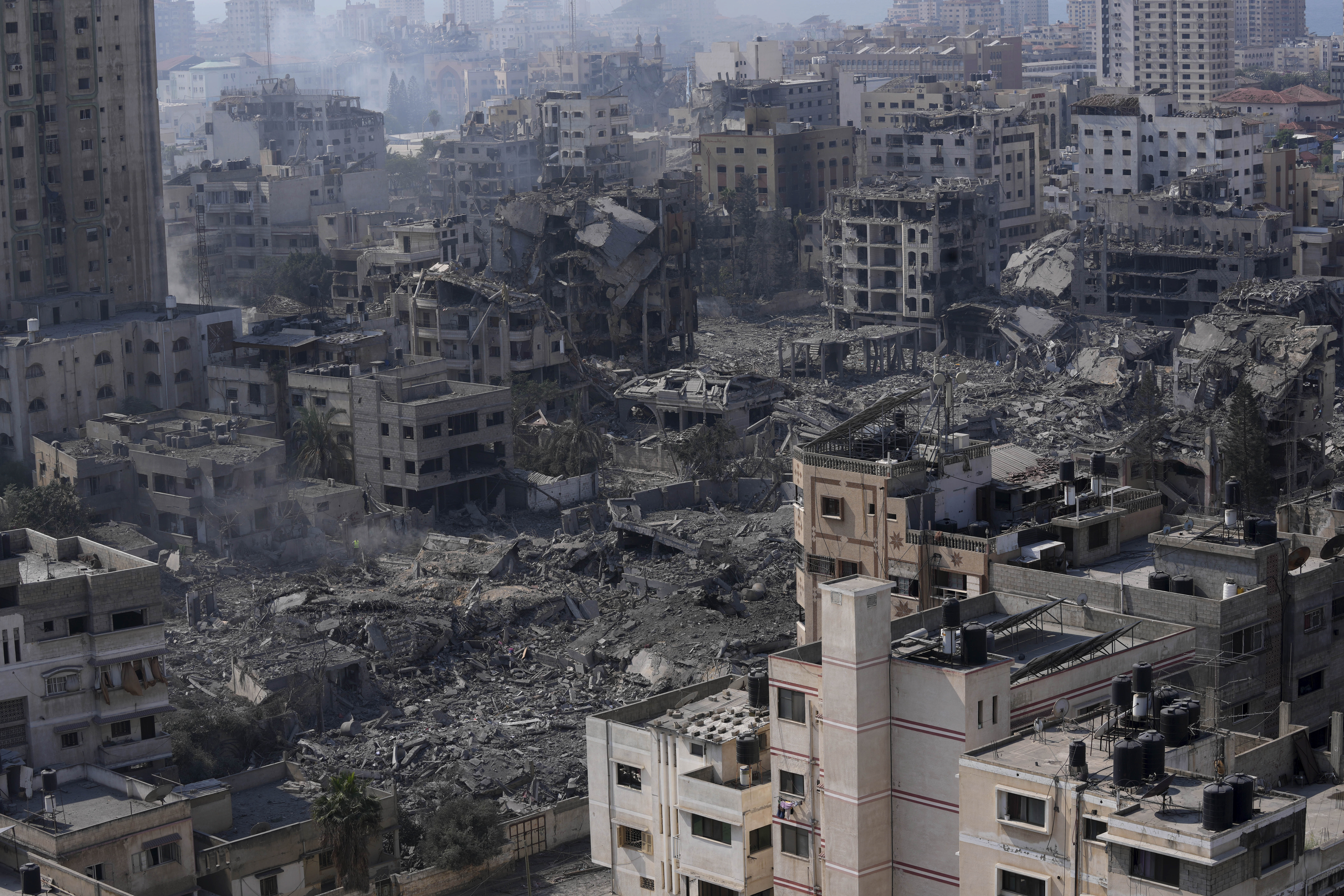 Destruction from Israeli aerial bombardment is seen in Gaza City