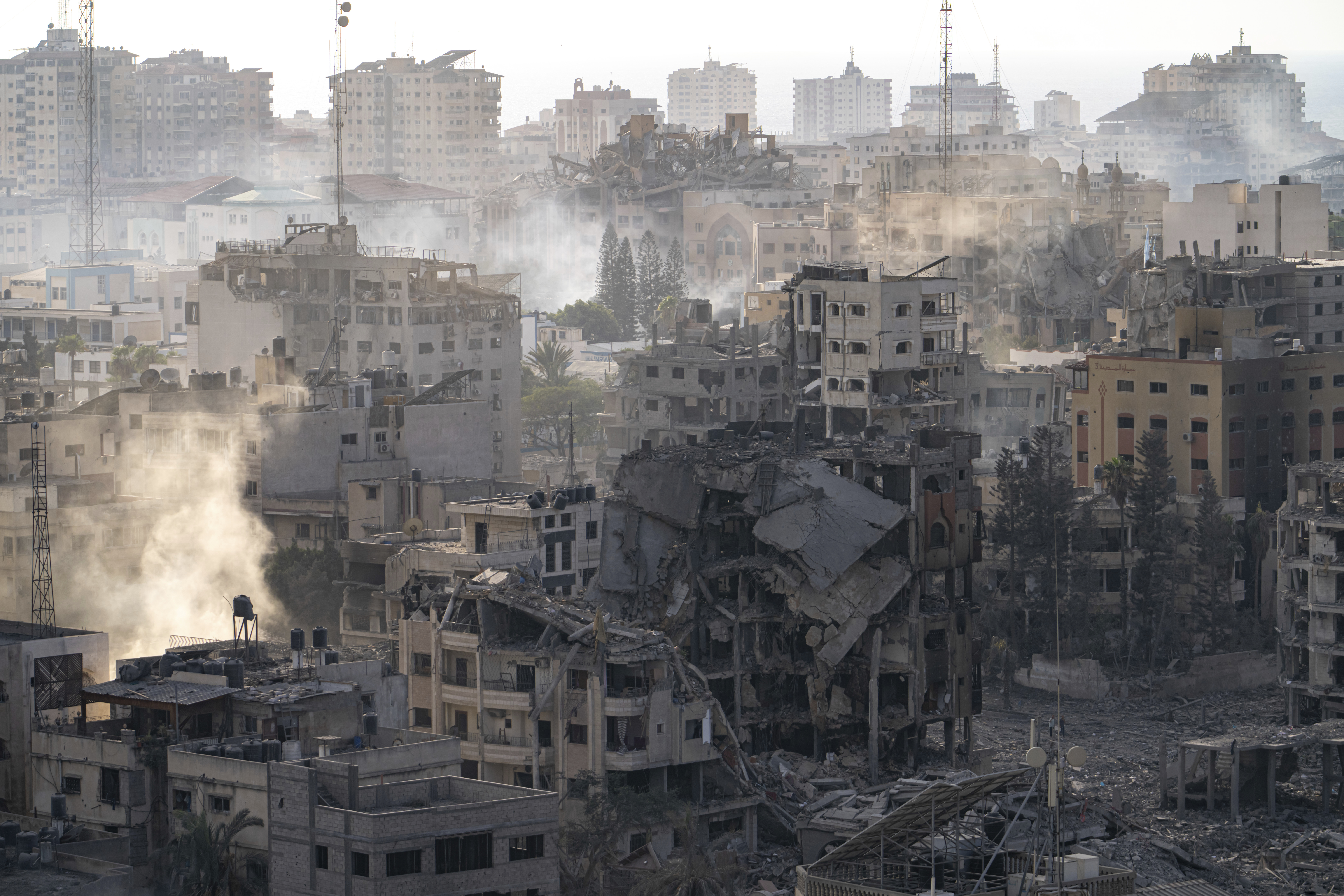 Destruction from Israeli aerial bombardment is seen in Gaza City