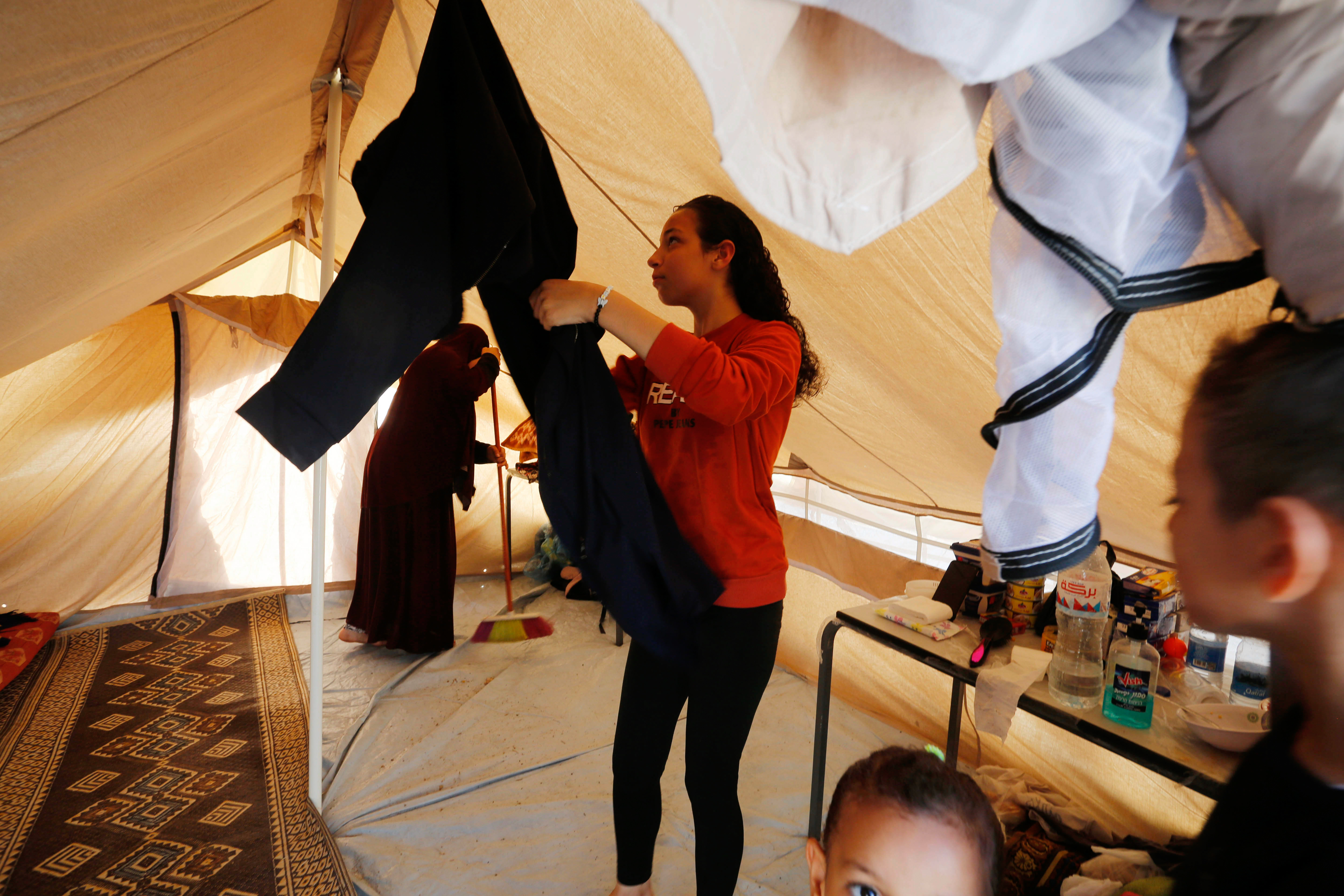 the first camp set up in Khan Younis by UNRWA for the recently displaced people in Gaza