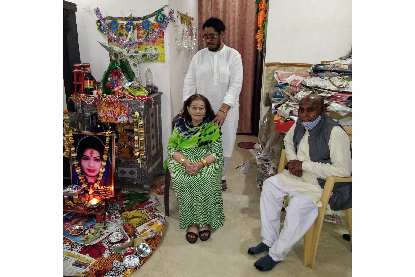 Baba Sahab with his grandmother Kamal Kumar, 91, who died in a fire at Antara Care Home for Seniors in Delhi, India