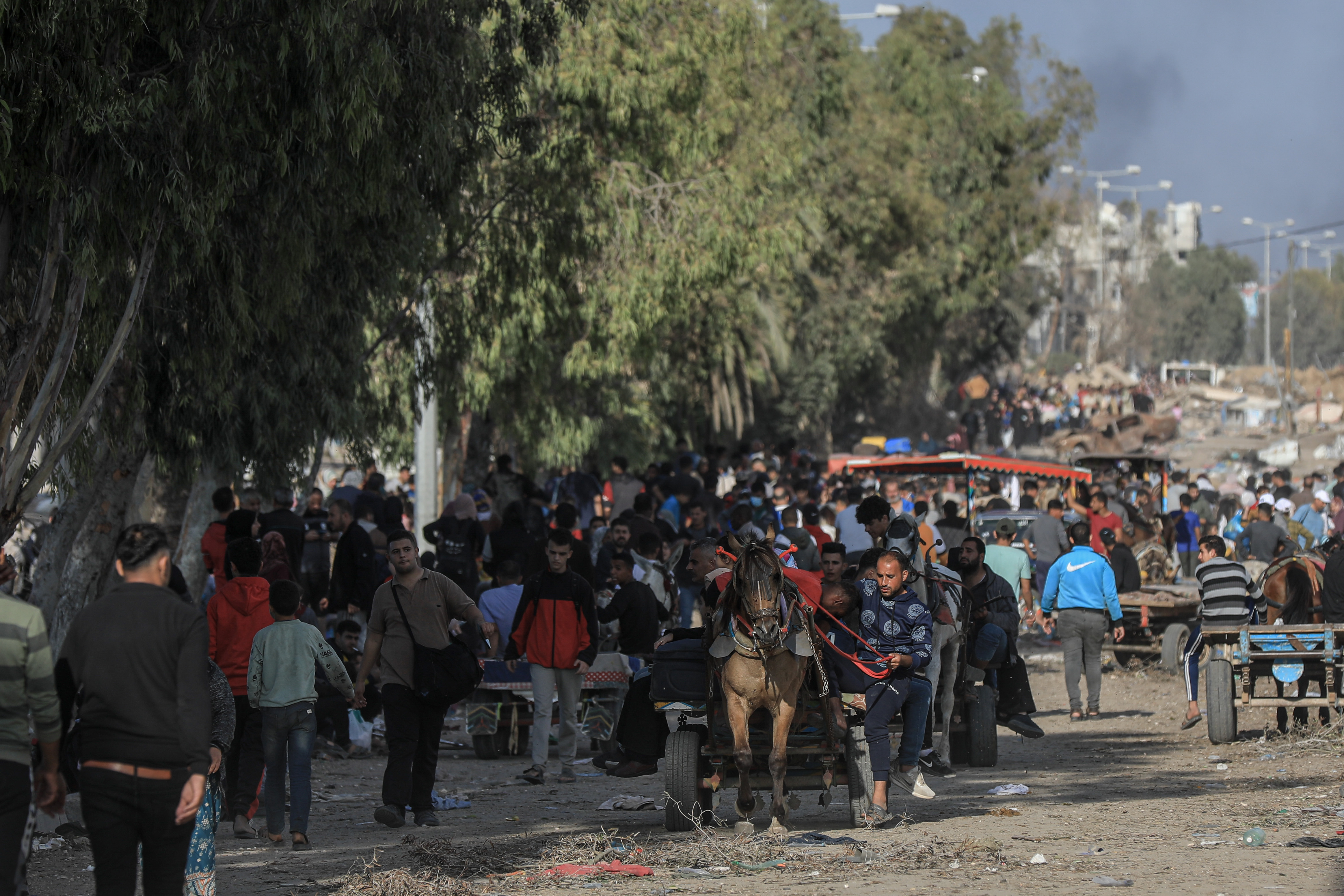 Palestinians gave been forced to leave Gaza City and Northern Gaza, making their way to the central region of the coastal territory