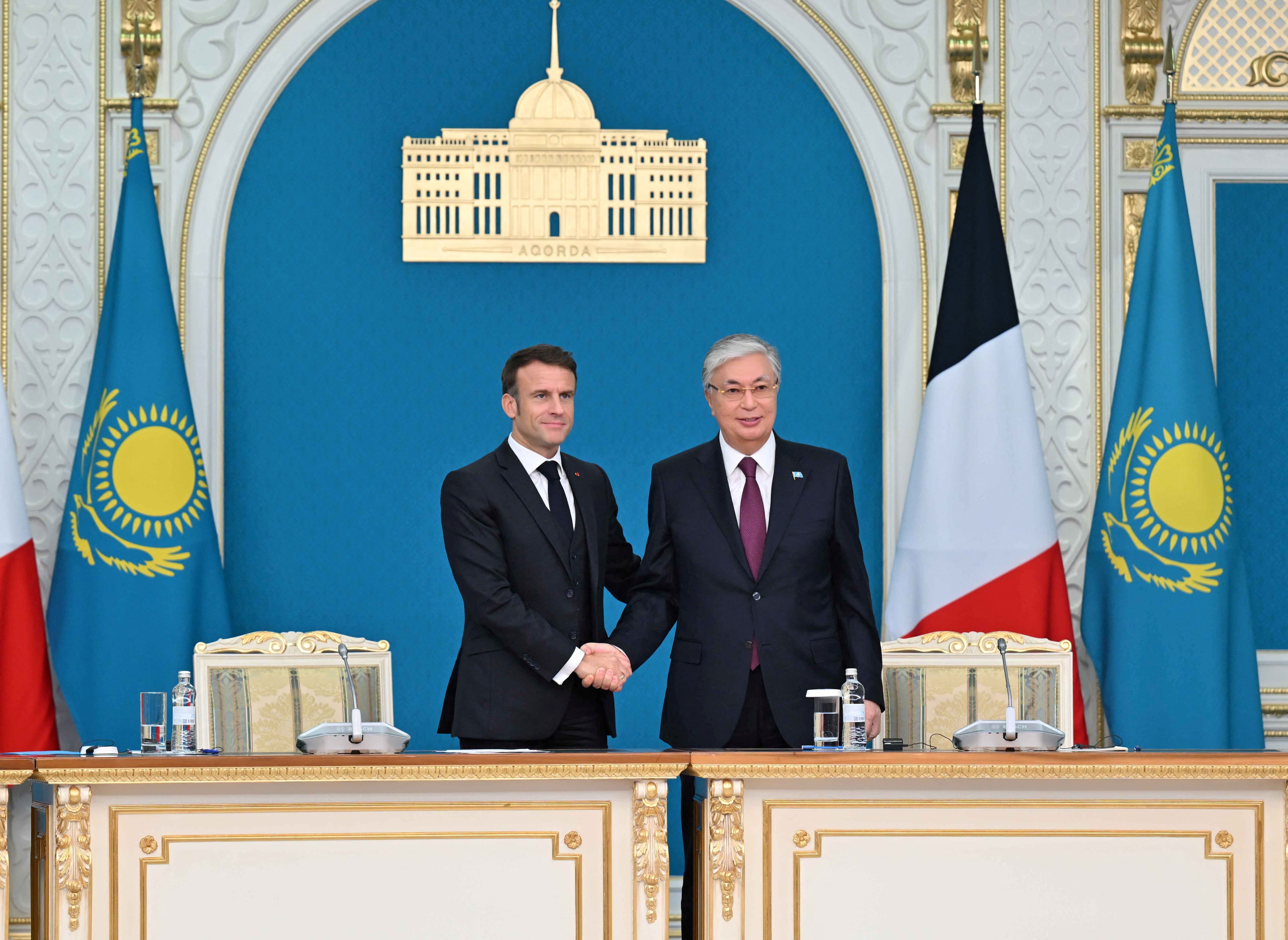 French President Emmanuel Macron in Kazakhstan