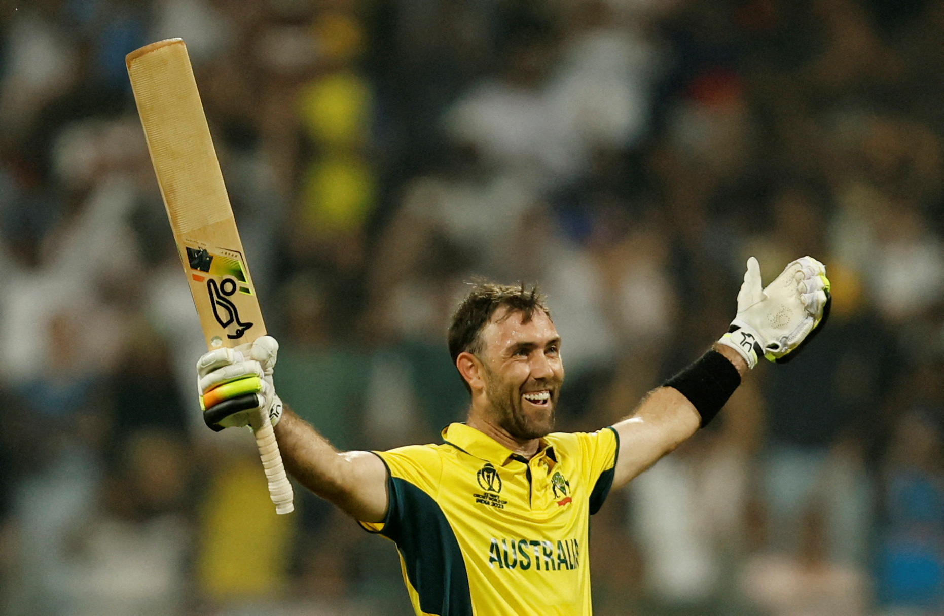 Cricket - ICC Cricket World Cup 2023 - Australia v Afghanistan - Wankhede Stadium, Mumbai, India - November 7, 2023 Australia's Glenn Maxwell celebrates after the match REUTERS/Francis Mascarenhas TPX IMAGES OF THE DAY