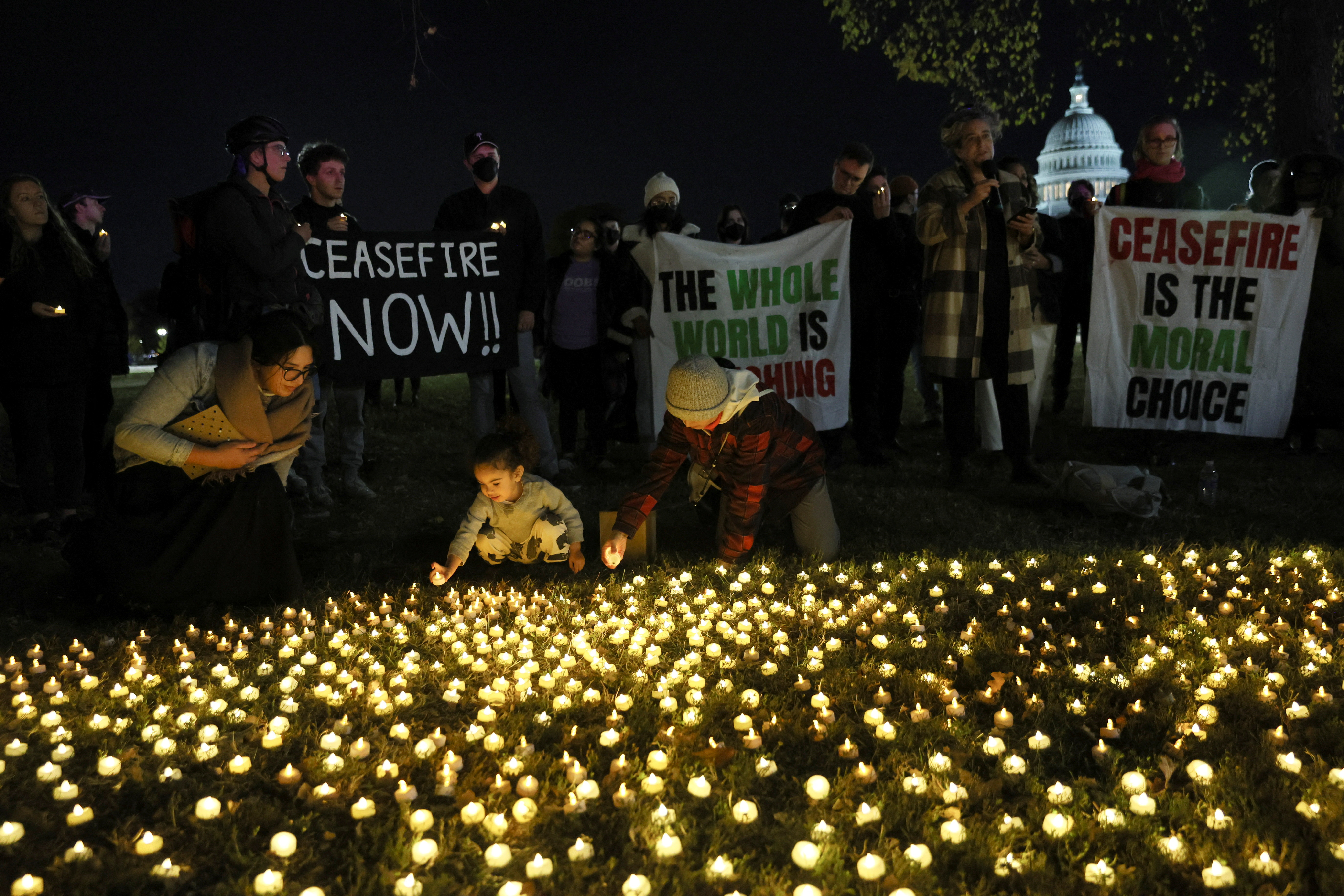A protest calling for a ceasefire in the Israel-Gaza war