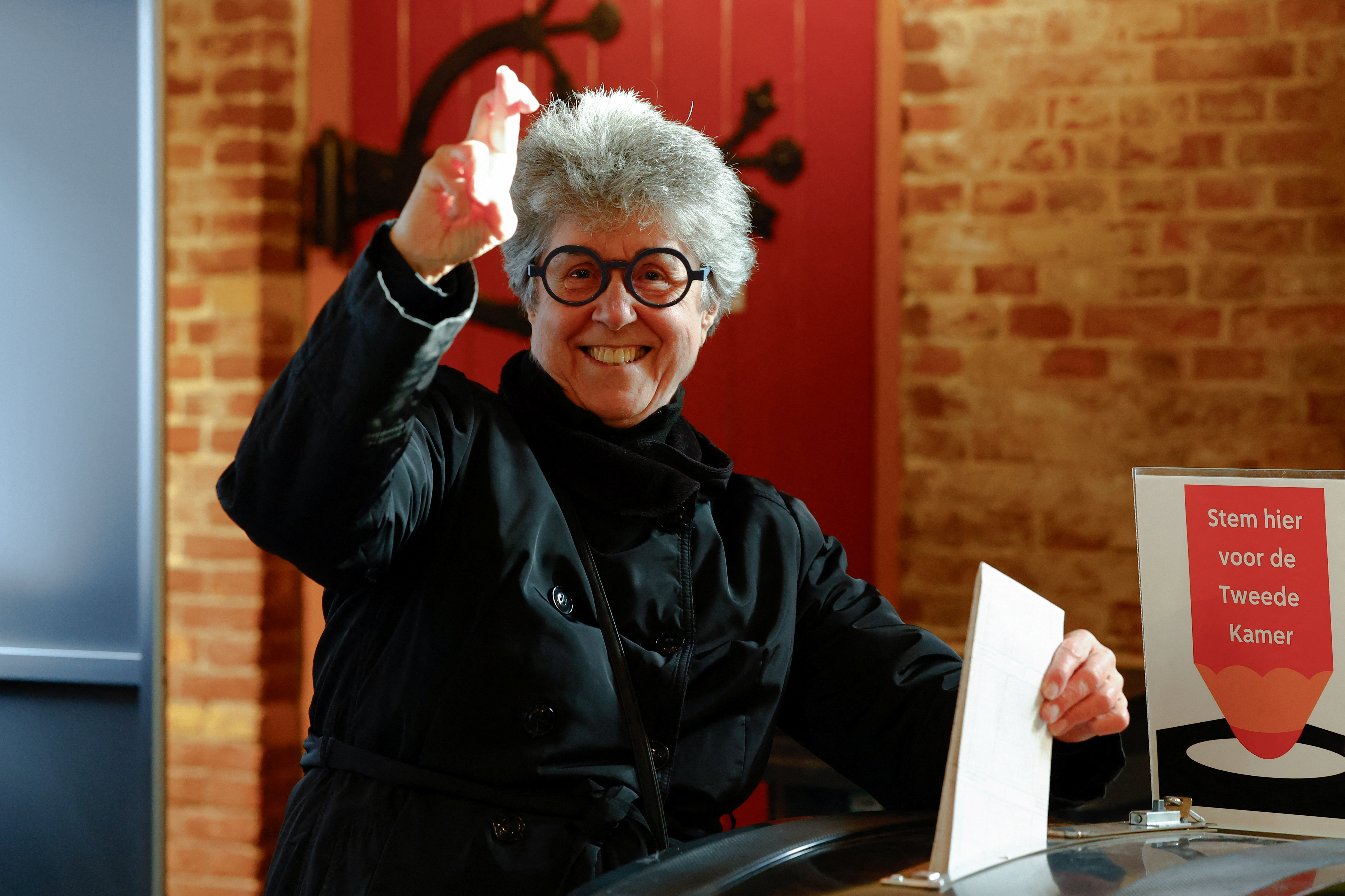 Voter casts ballot in Dutch elections