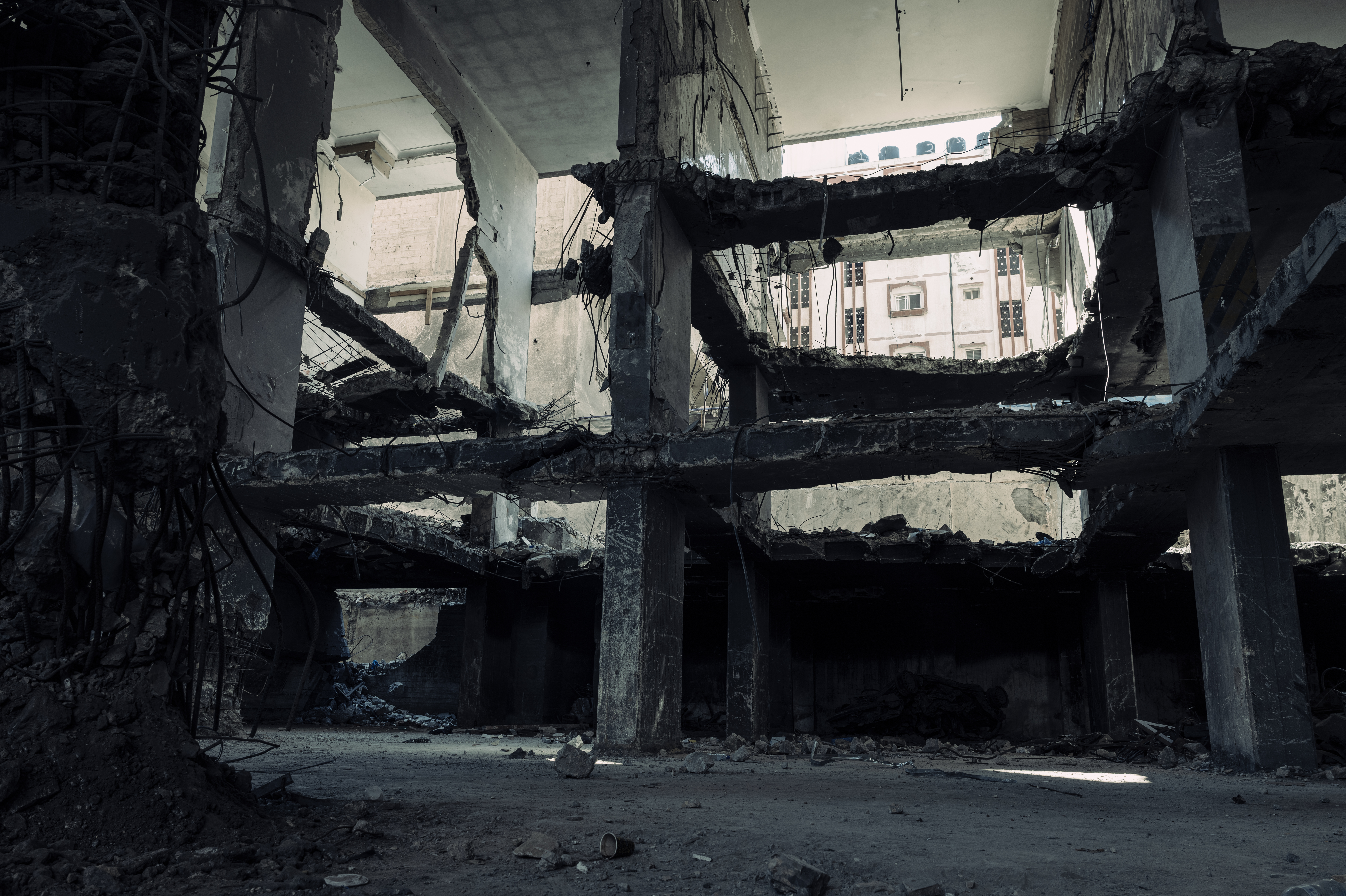 The destroyed remains of the al-Jawhara Tower in Gaza City’s Rimal neighbourhood bombed in May 17, 2021 during Gaza’s fourth war [Paddy Dowling/Al Jazeera] 