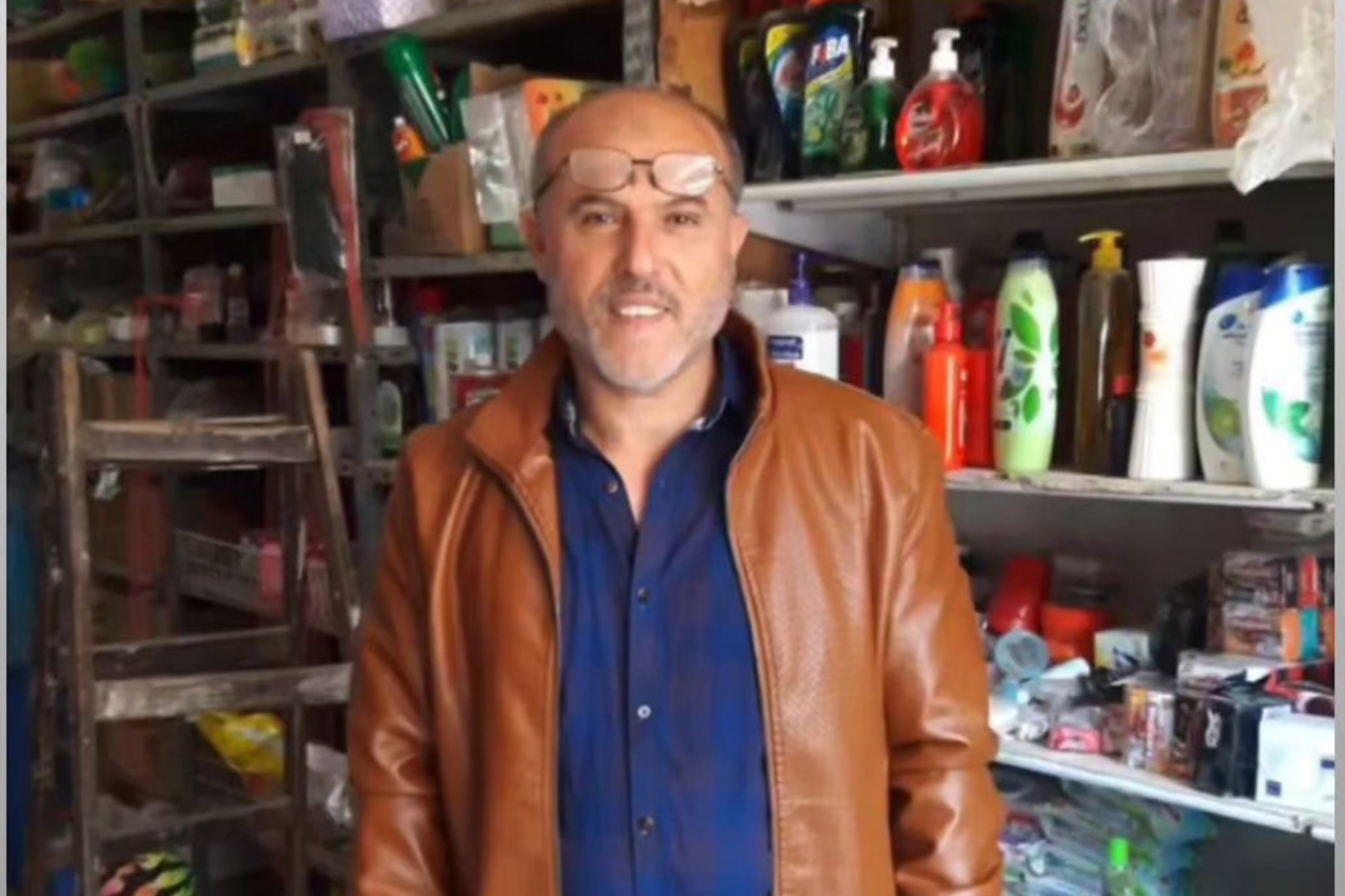 Asaad in his shop in Khan Younis