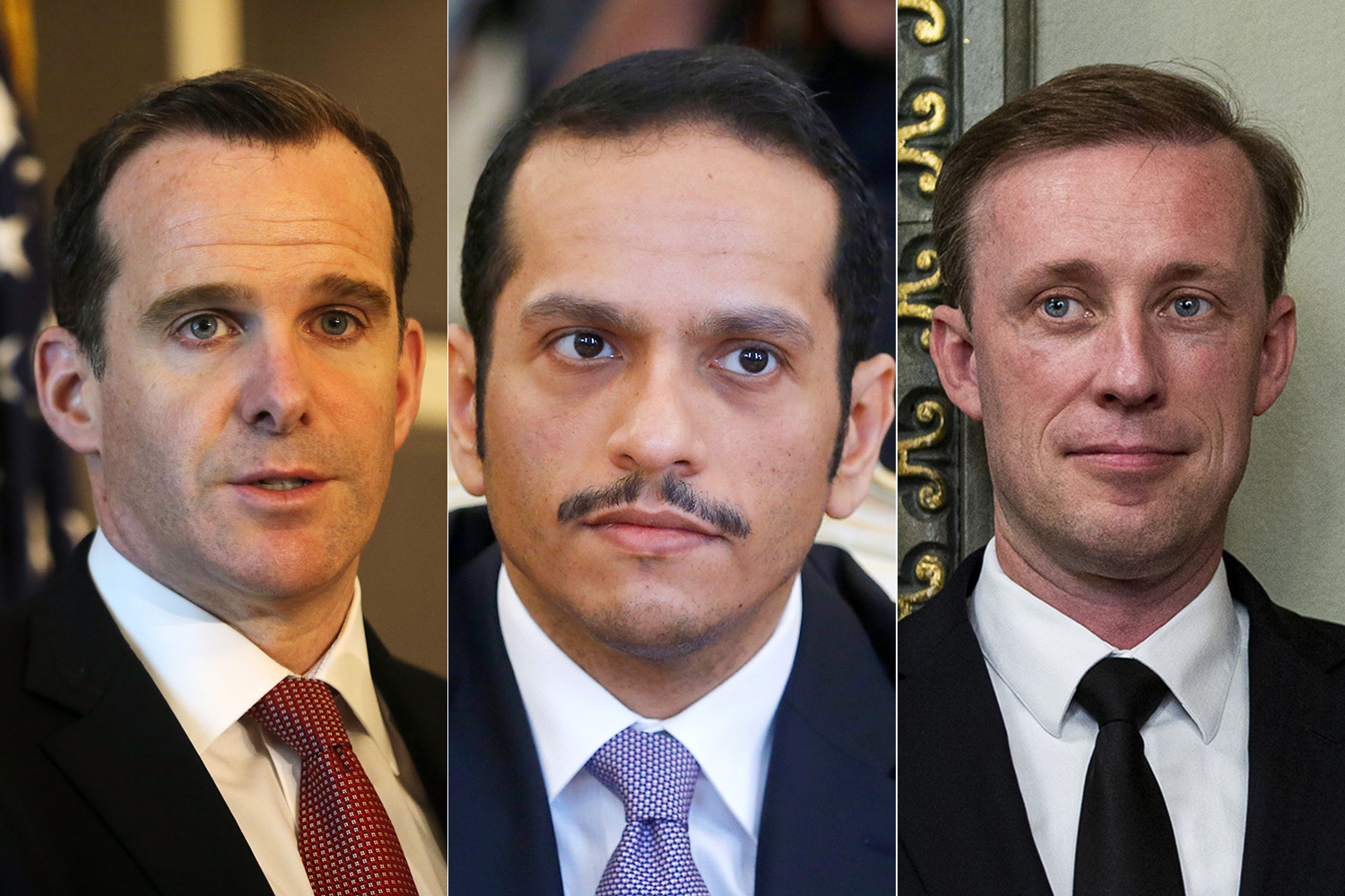 Brett McGurk, Mohammed bin Abdulrahman bin Jassim Al Thani and Jake Sullivan