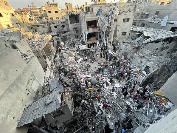 A view of destruction after Israeli attakcs hit residential buildings at Jabalia Camp in Jabalia, Gaza.