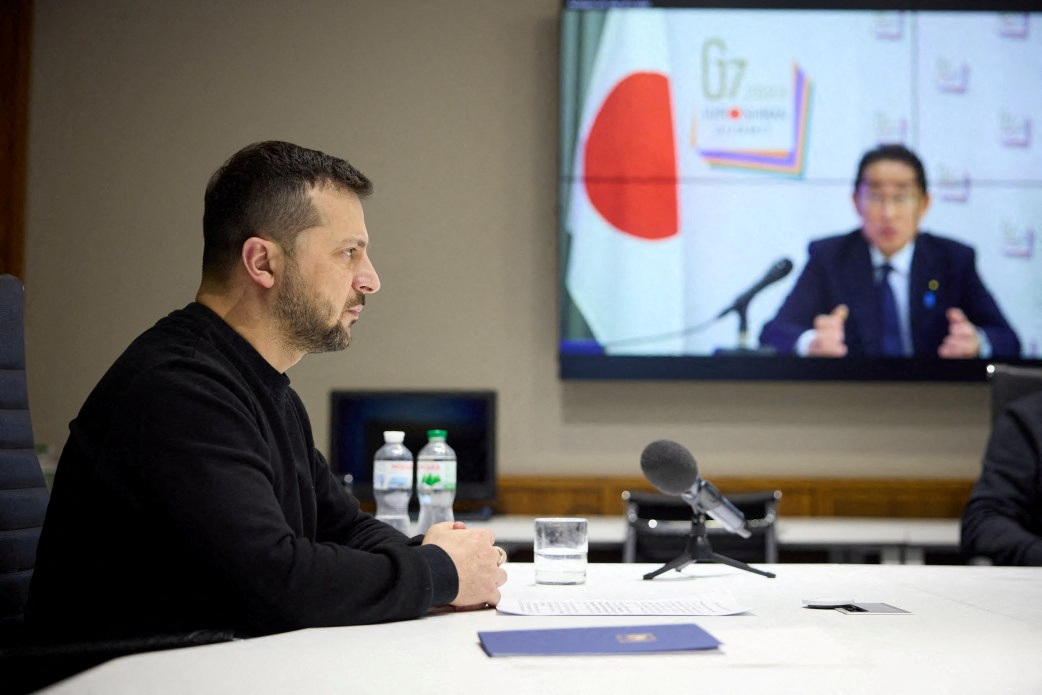 Leaders of the G7 agreed on a ban of Russian diamonds at a virtual meeting with Ukraine’s President Volodymyr Zelenskyy [Ukrainian Presidential Press Service via Reuters]