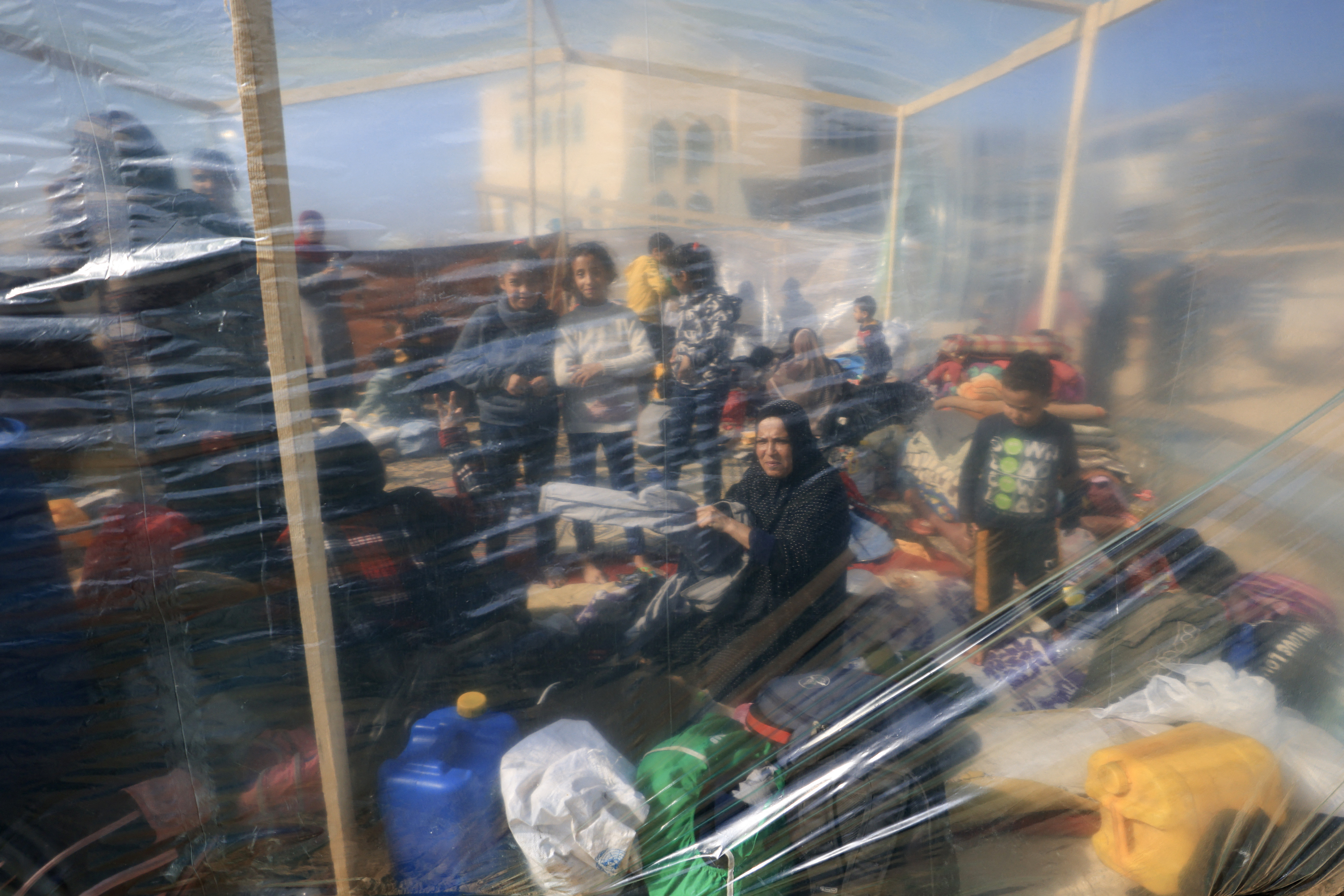 Displaced Palestinians who fled Khan Yunis set up camp in Rafah further south near the Gaza Strip's border with Egypt.