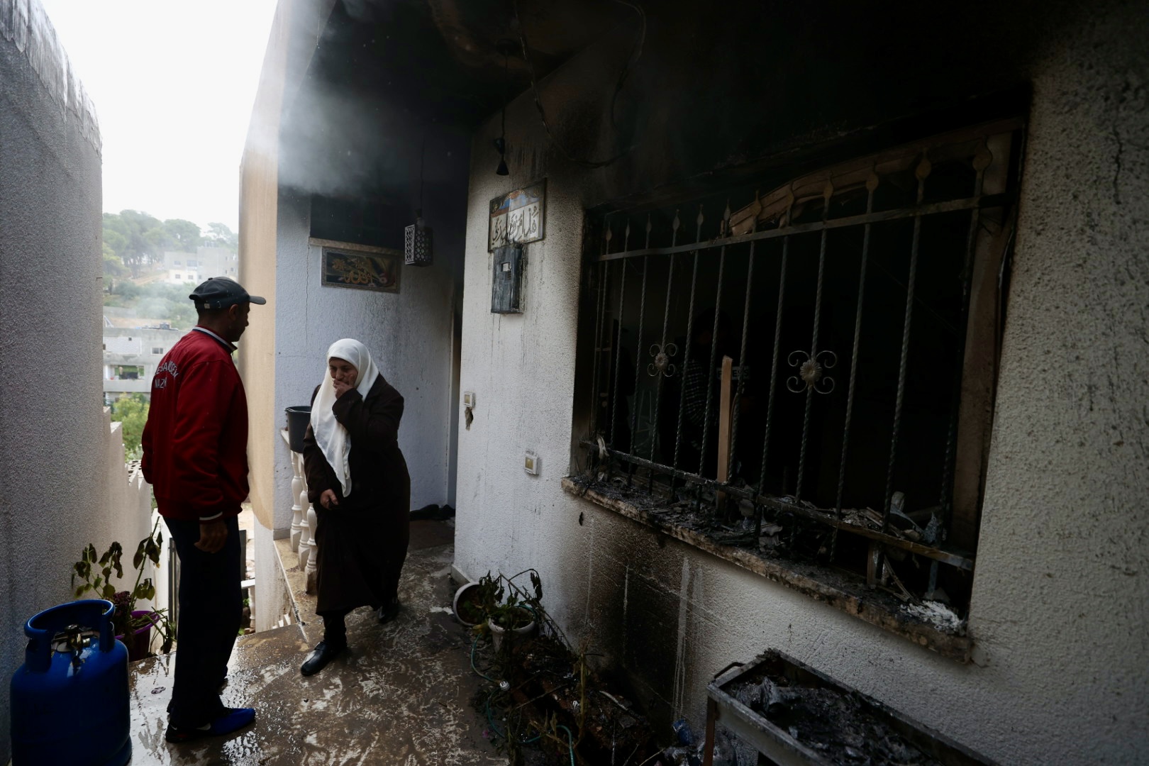 Albajawi family's house is bombed and burnt by the Israeli forces as they raid the Jenin Refugee Camp in Jenin, West Bank.