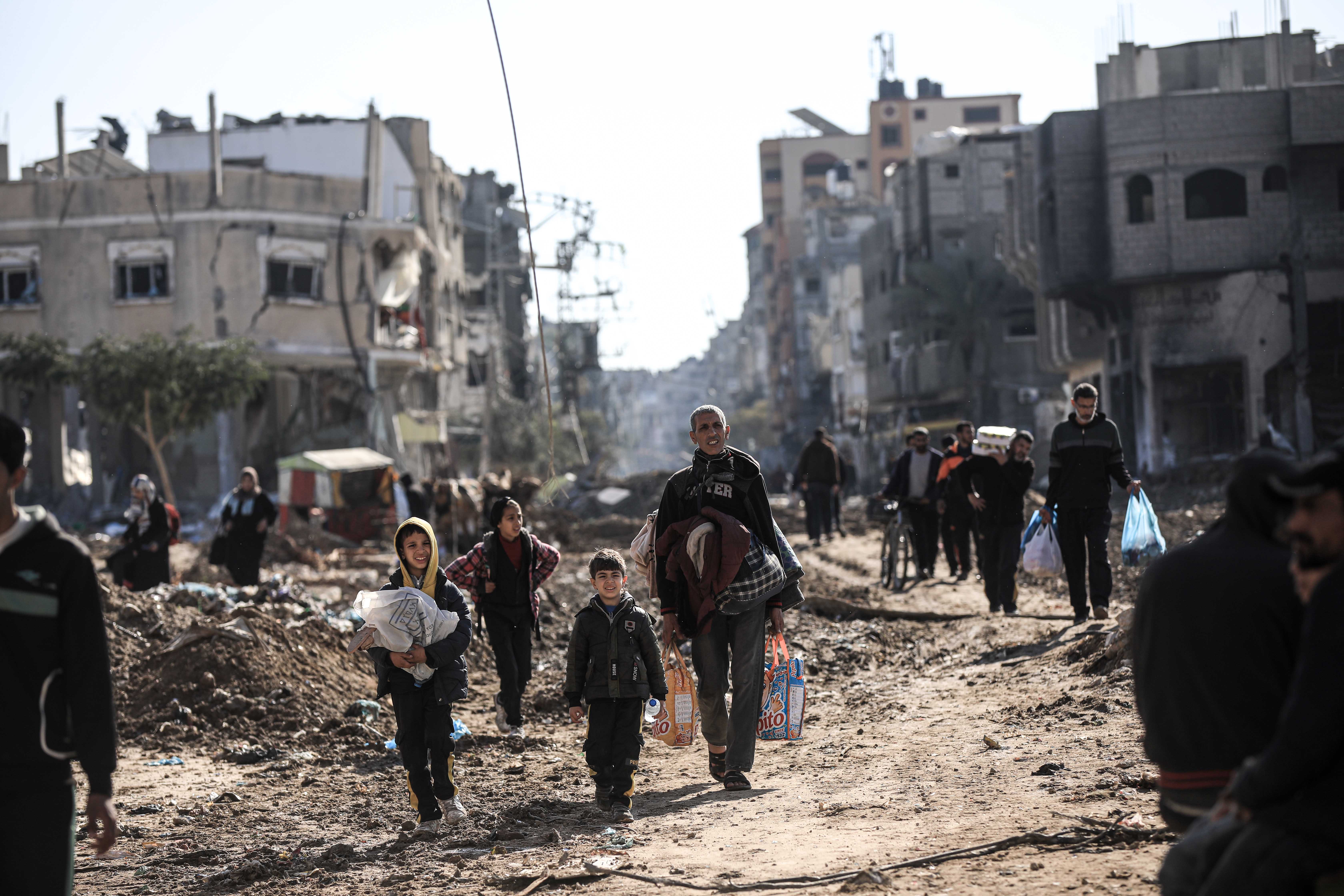 Al-Maghazi refugee camp after Israeli forces withdrew from the area in Deir Al Balah, Gaza
