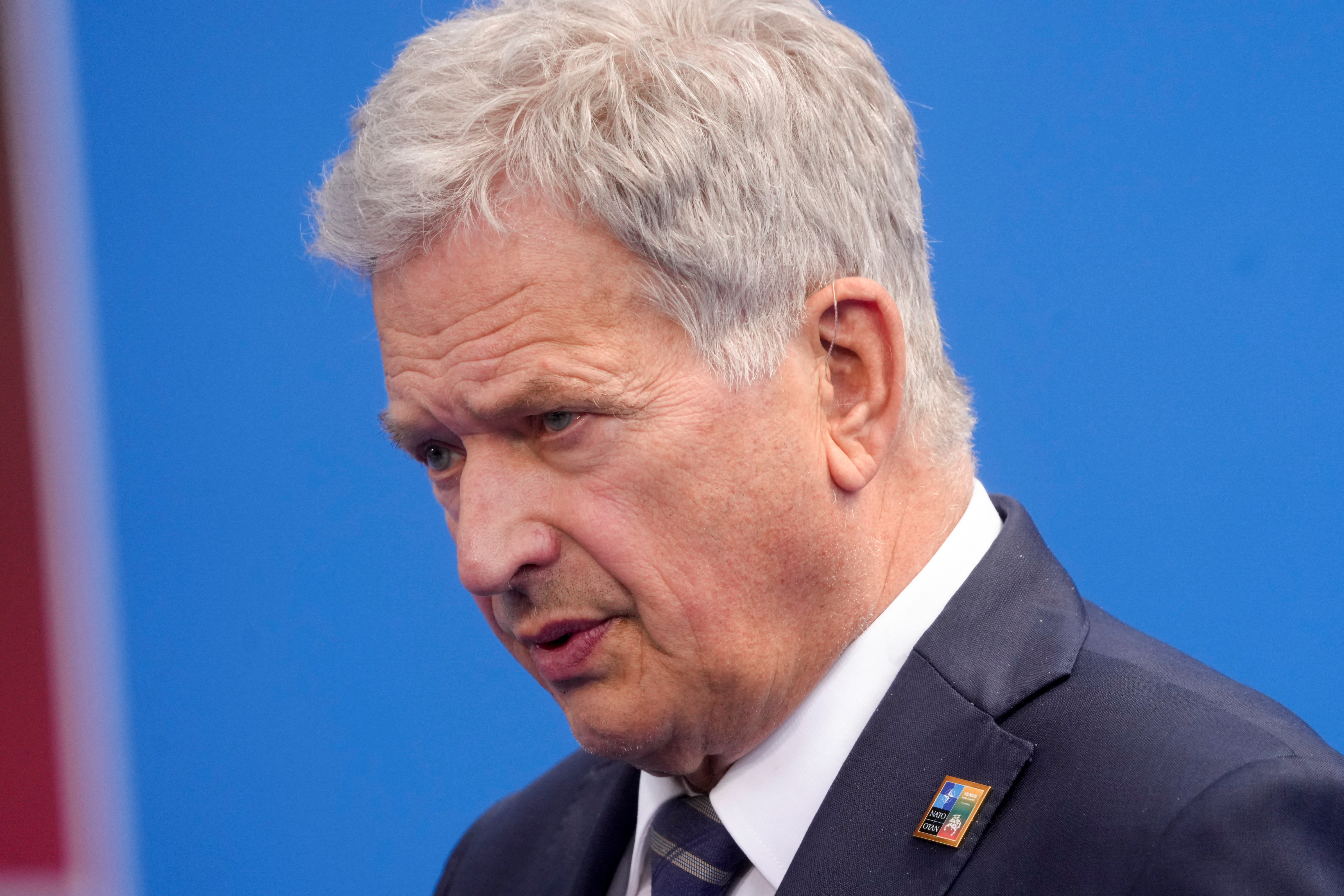 Finnish President Sauli Niinisto addresses the media ahead of a NATO leaders summit in Vilnius, Lithuania July 11, 2023. REUTERS/Ints Kalnins