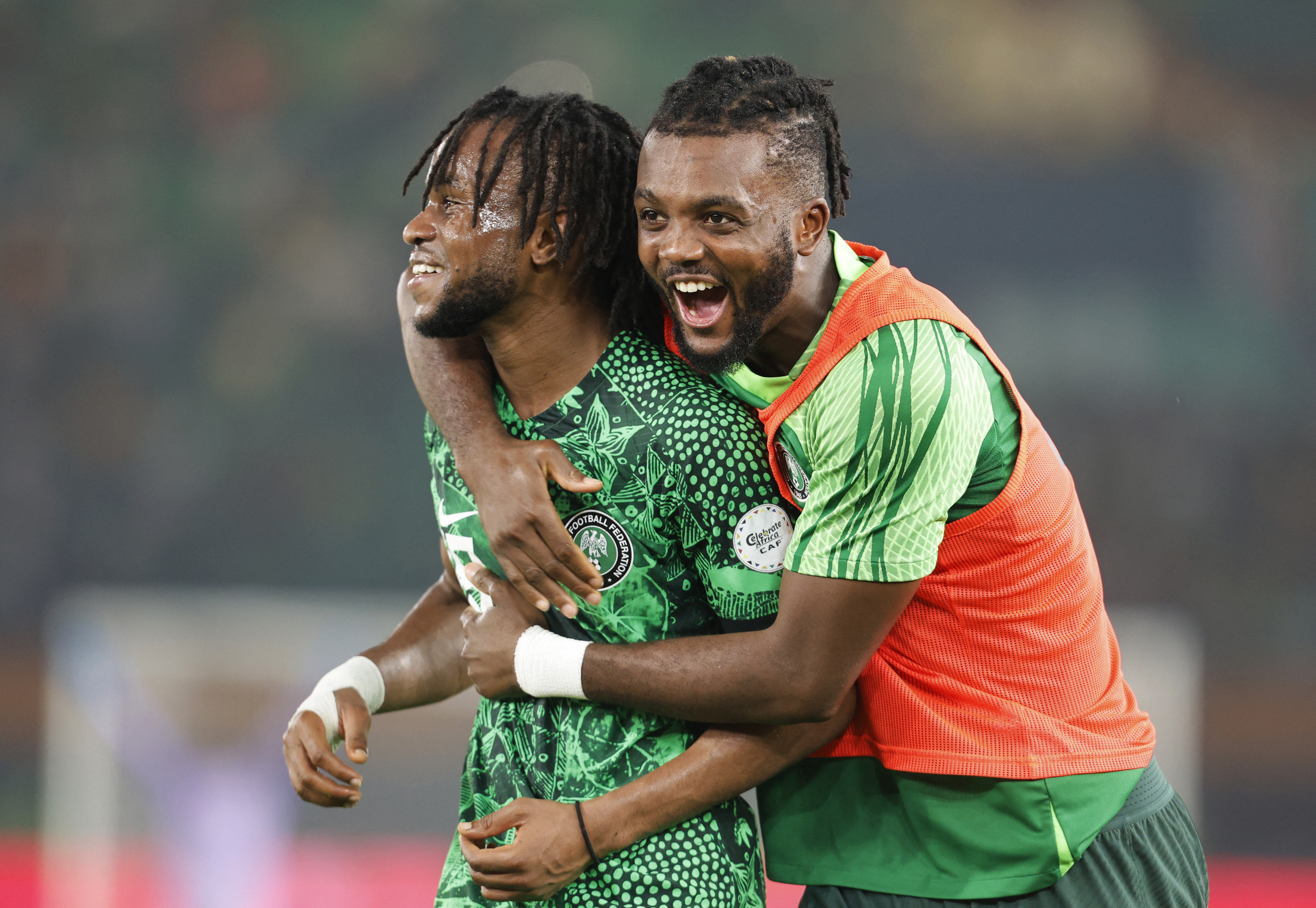 Soccer Football - Africa Cup of Nations - Round of 16 - Nigeria v Cameroon - Felix Houphouet-Boigny Stadium, Abidjan, Ivory Coast - January 27, 2024 Nigeria's Ademola Lookman celebrates after the match REUTERS/Luc Gnago