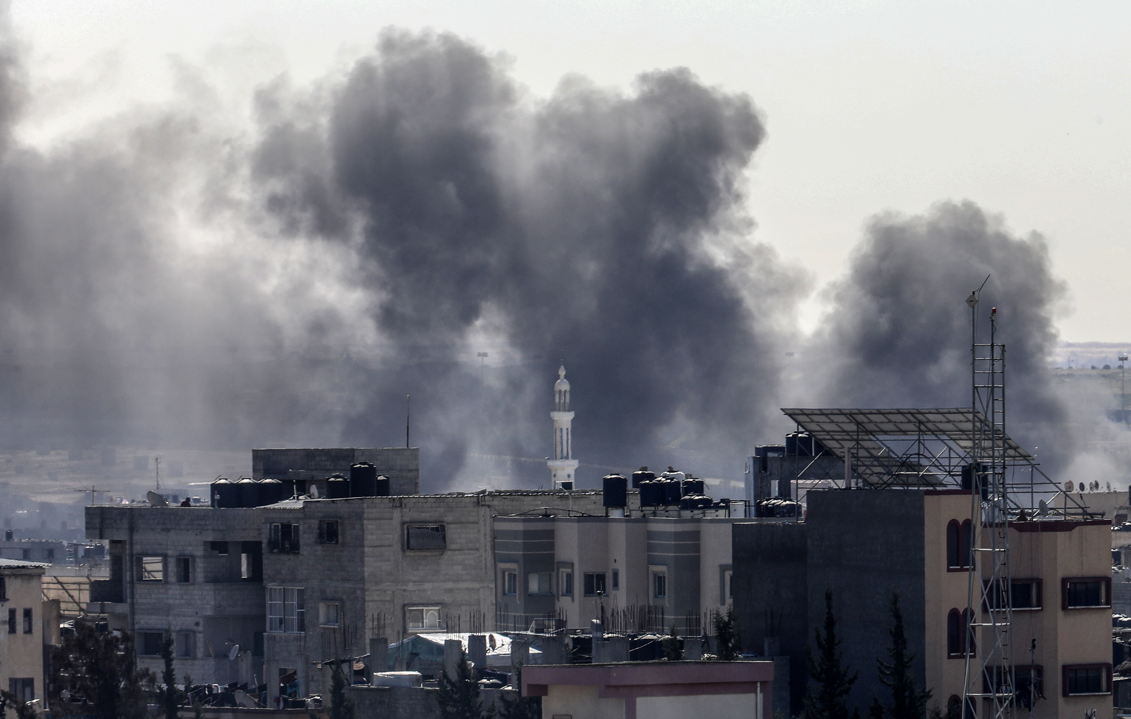 Smoke rises over the residential areas following the Israeli attacks in Rafah, Gaza on January 31, 2024. [Abed Rahim Khatib/Anadolu Agency]