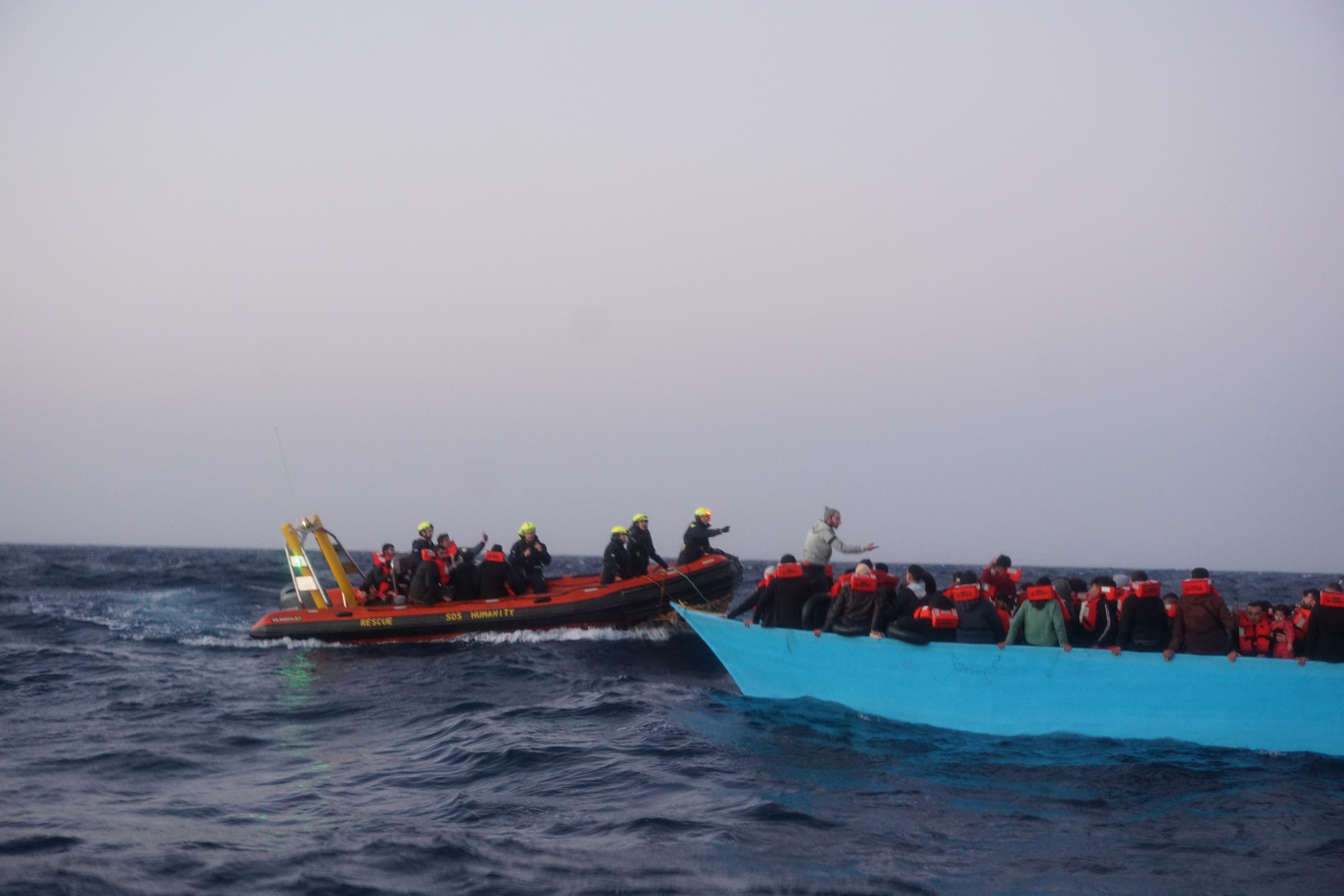 RIB Bravo approaches the boat in distress