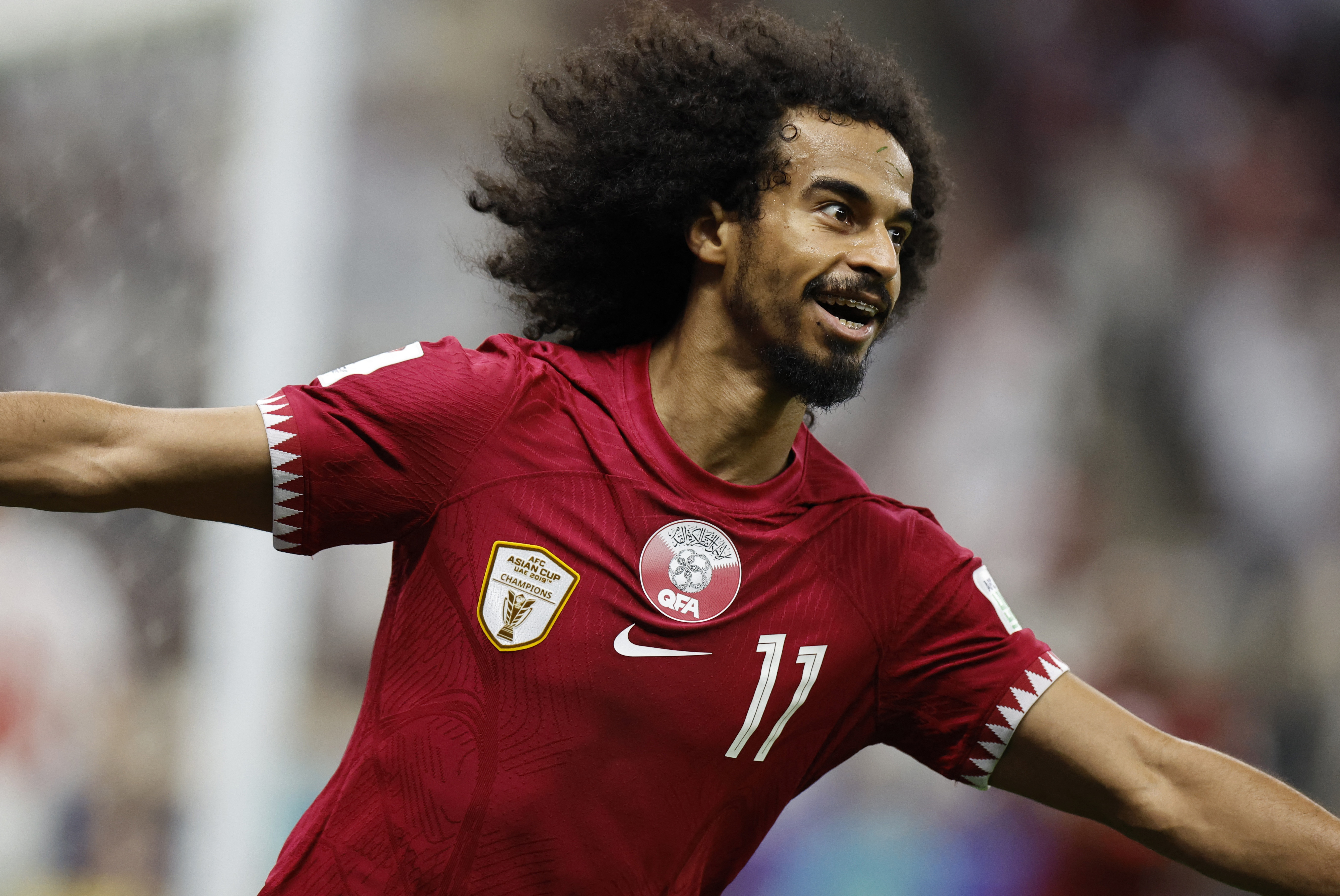 Akram Afif celebrates for Qaatar