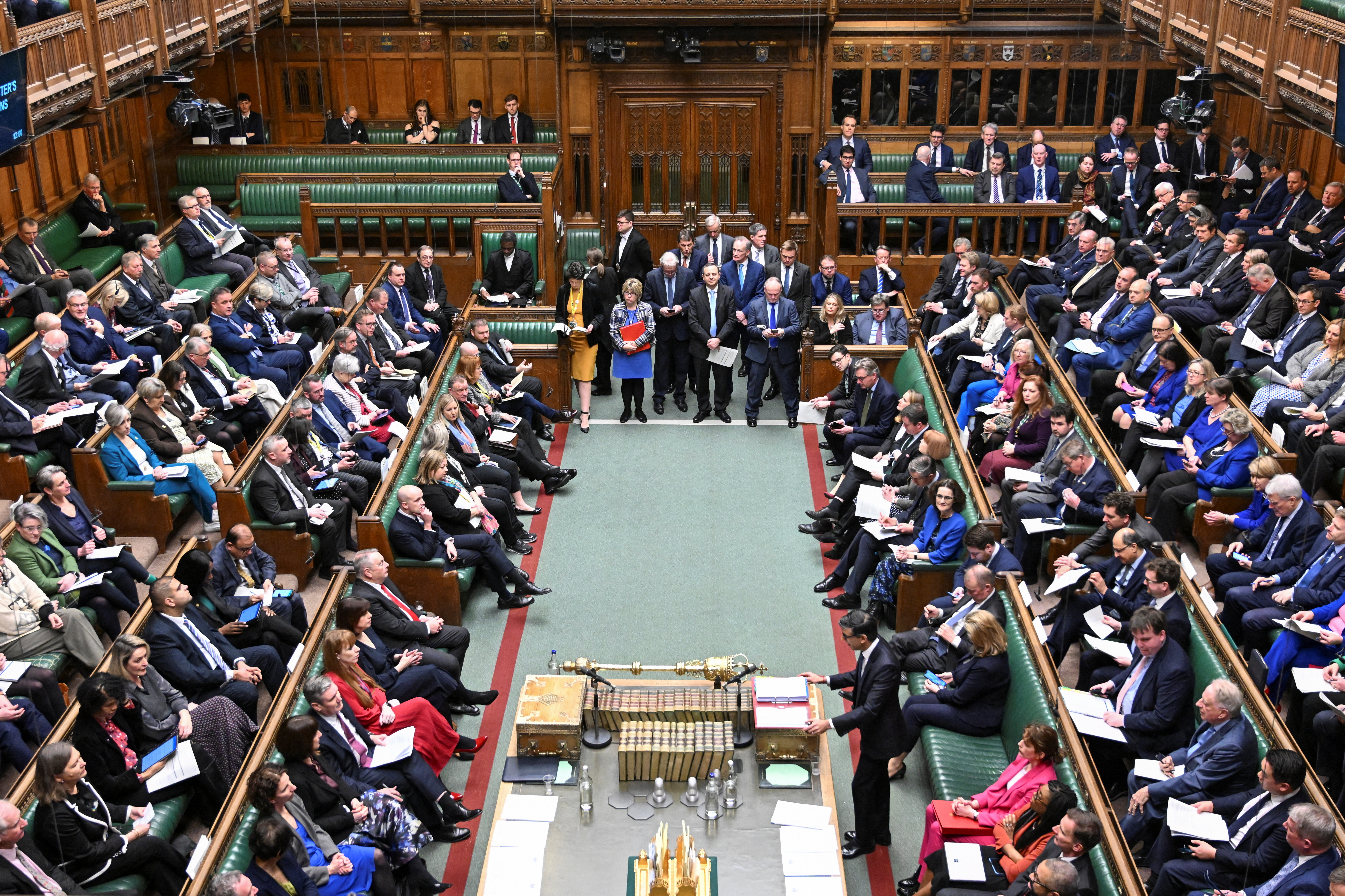 British Prime Minister Rishi Sunak speaks during Prime Minister's Questions, at the House of Commons in London, Britain, February 7, 2024. UK Parliament/Maria Unger/Handout via REUTERS THIS IMAGE HAS BEEN SUPPLIED BY A THIRD PARTY. MANDATORY CREDIT. IMAGE MUST NOT BE ALTERED.