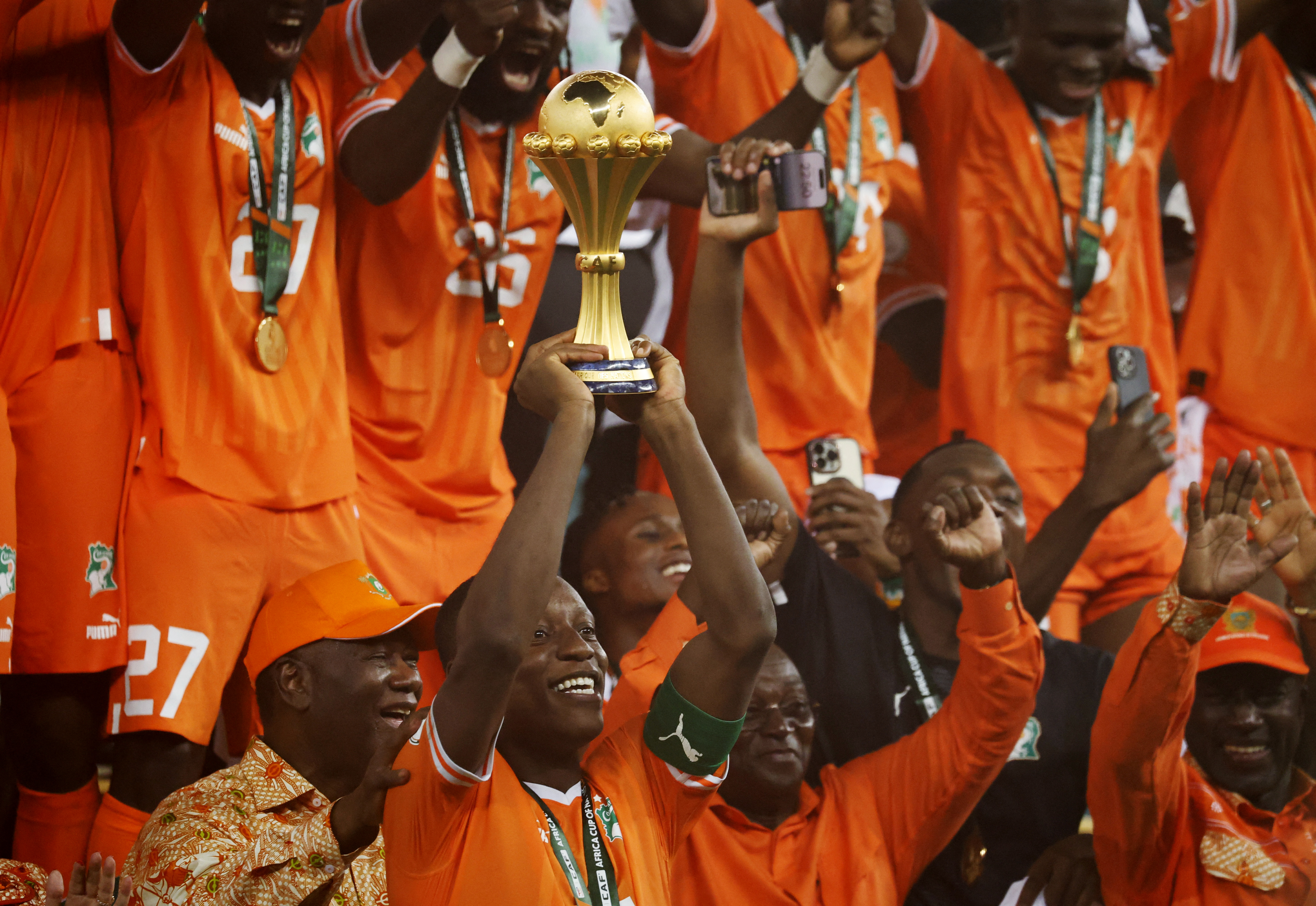 Ivory Coast lift the 2023 AFCON trophy