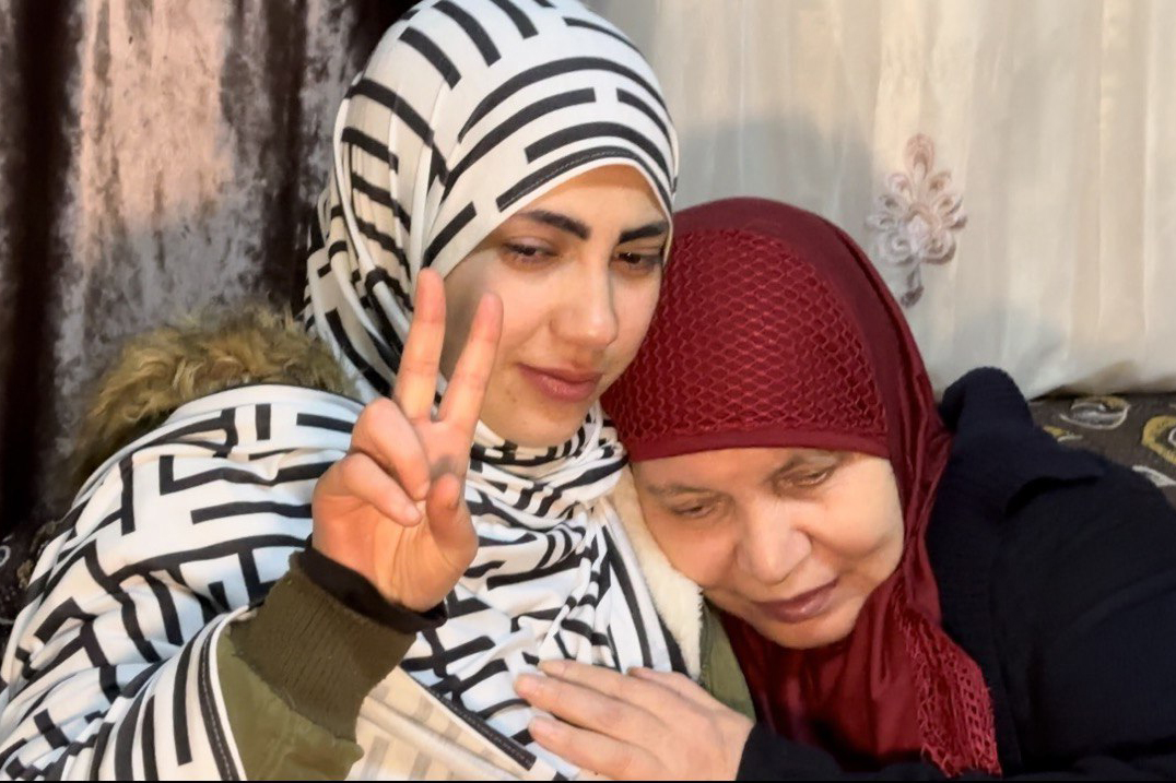 The day of the release of the prisoner Hanin Al-Masa'id on 28/11/2023 –