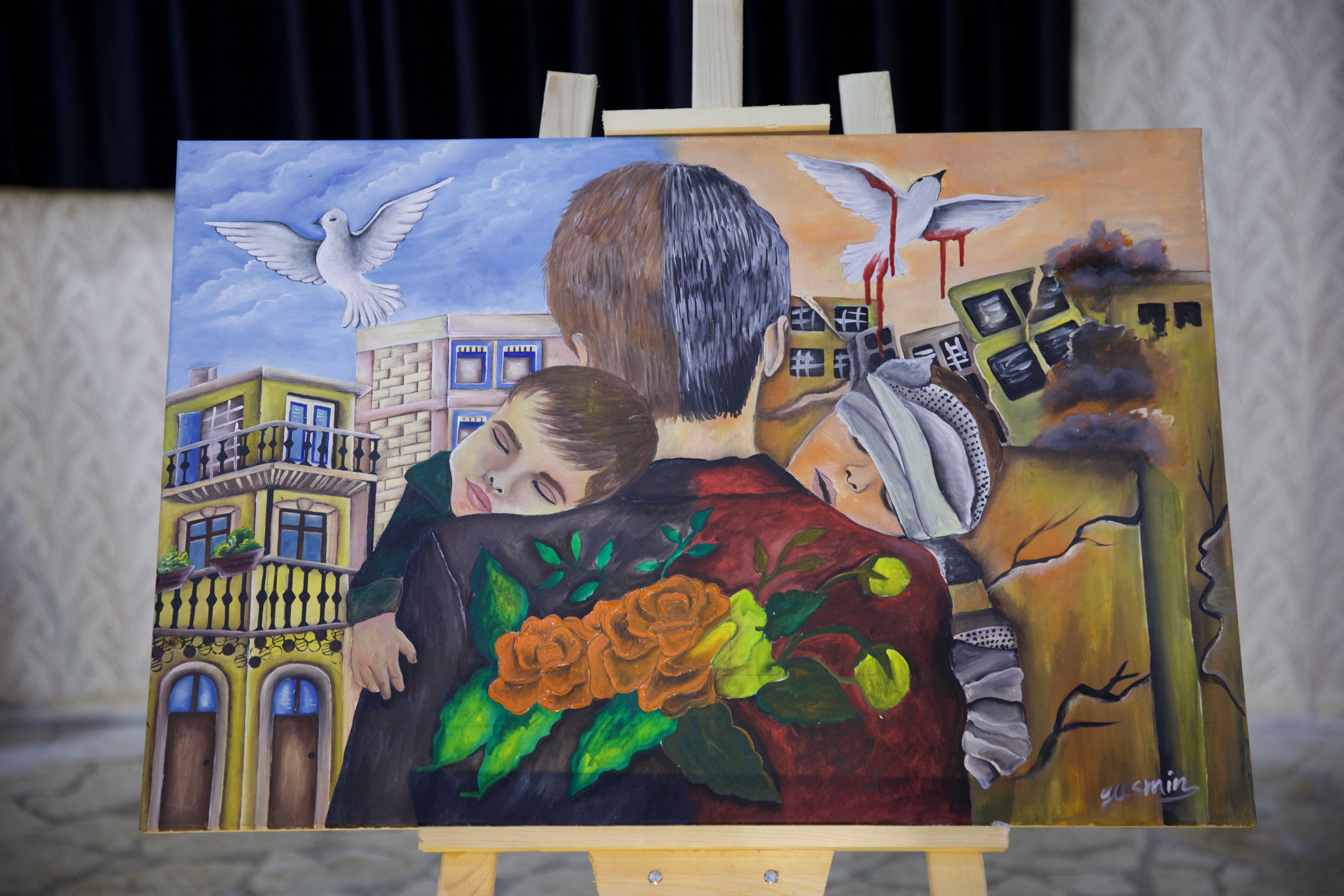 A drawing expressing the suffering of the people of northern Syria due to the earthquake disaster