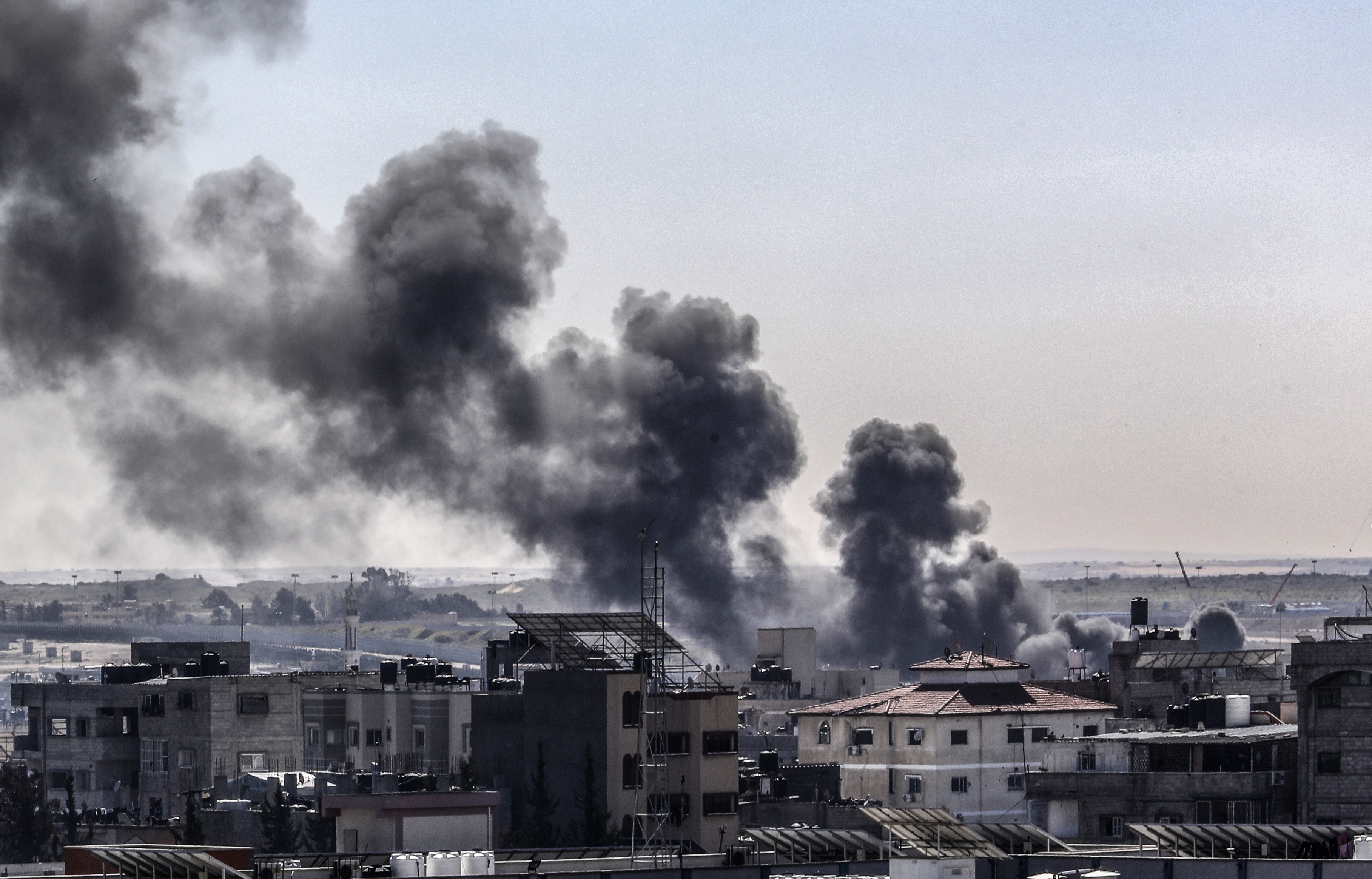Smoke rises over the residential areas following the Israeli attacks in Rafah