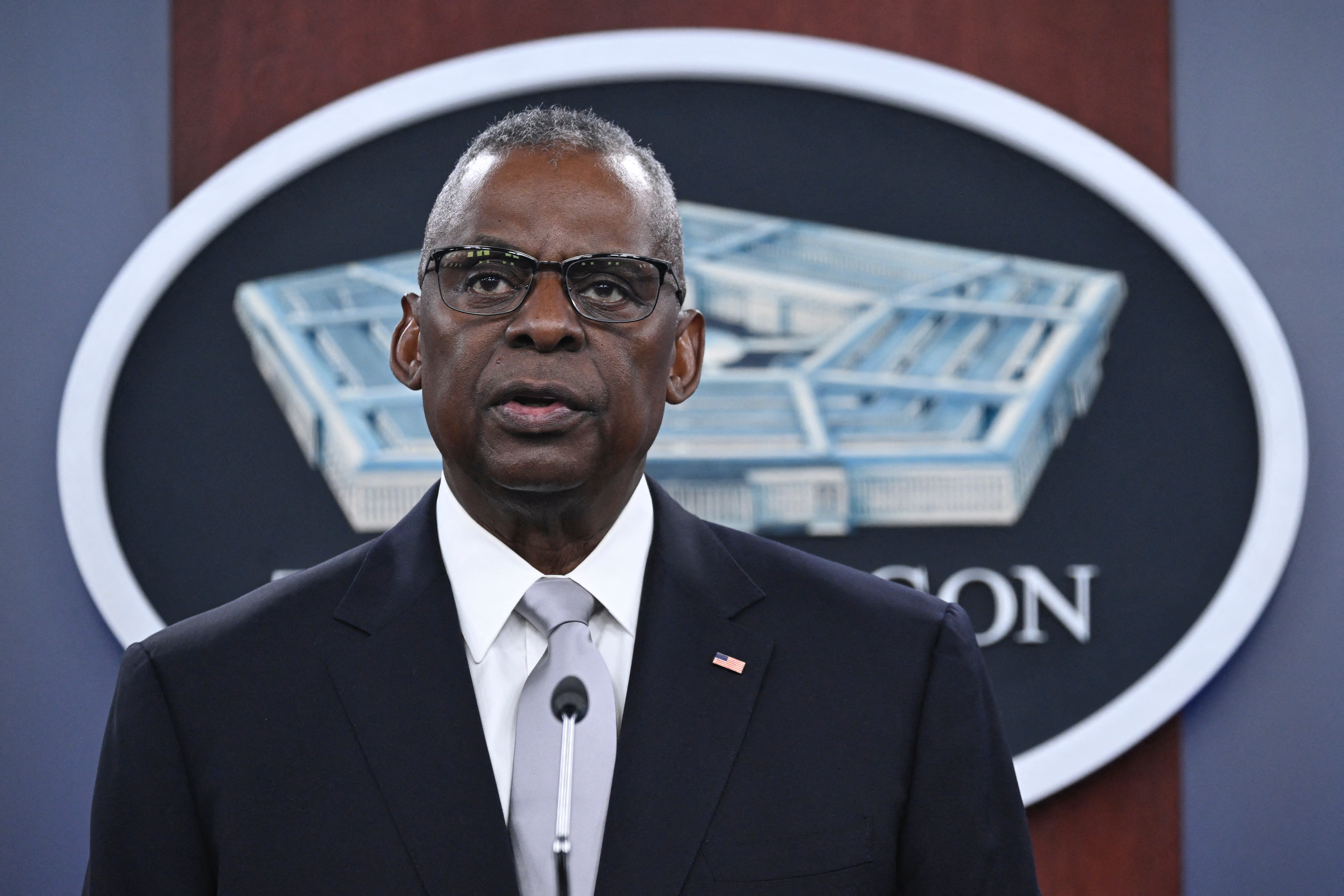 US Defense Secretary Lloyd Austin takes questions during a press conference