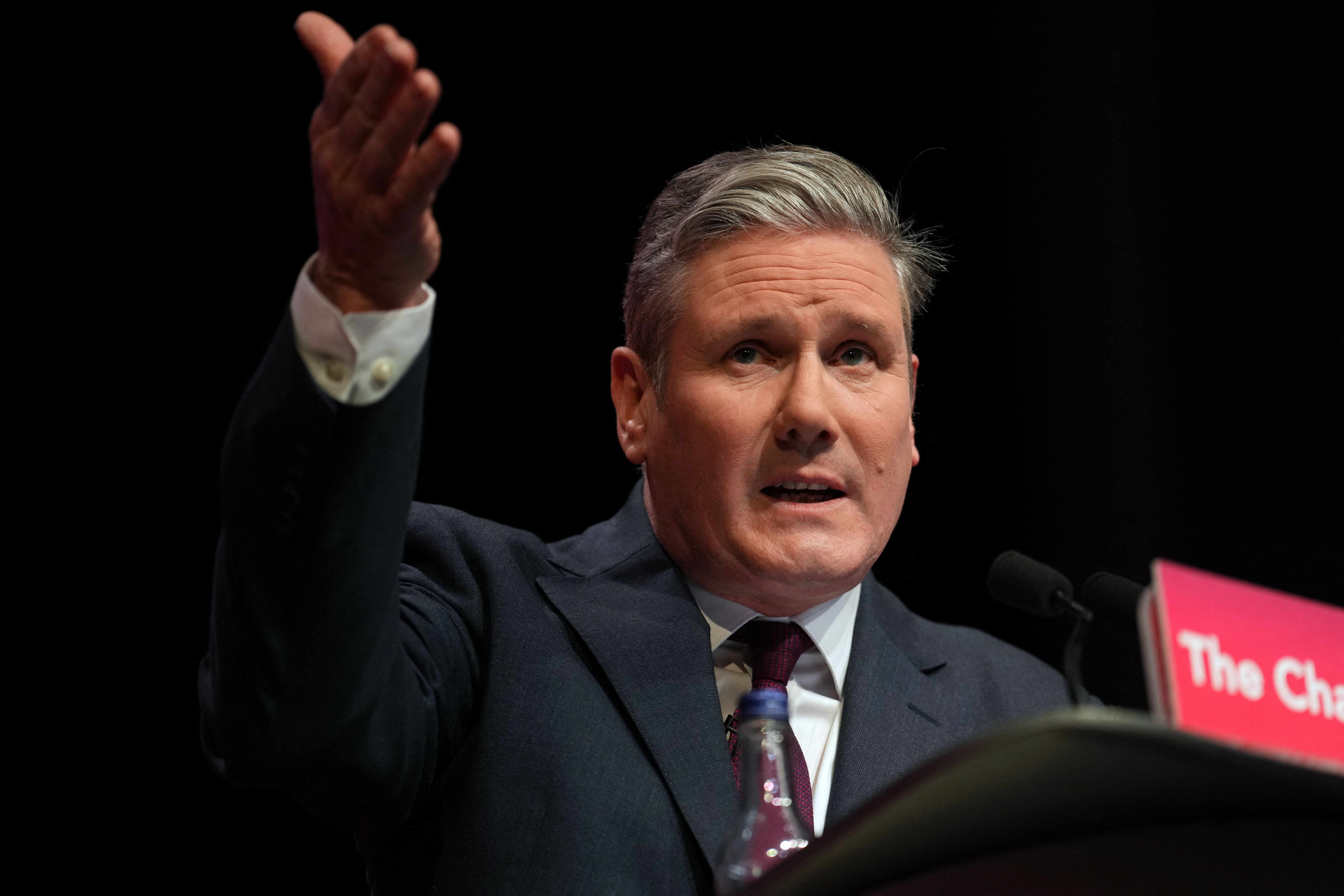 UK's main opposition Labour Party leader Keir Starmer speaks on the third day of the Scottish Labour Party Conference in Glasgow