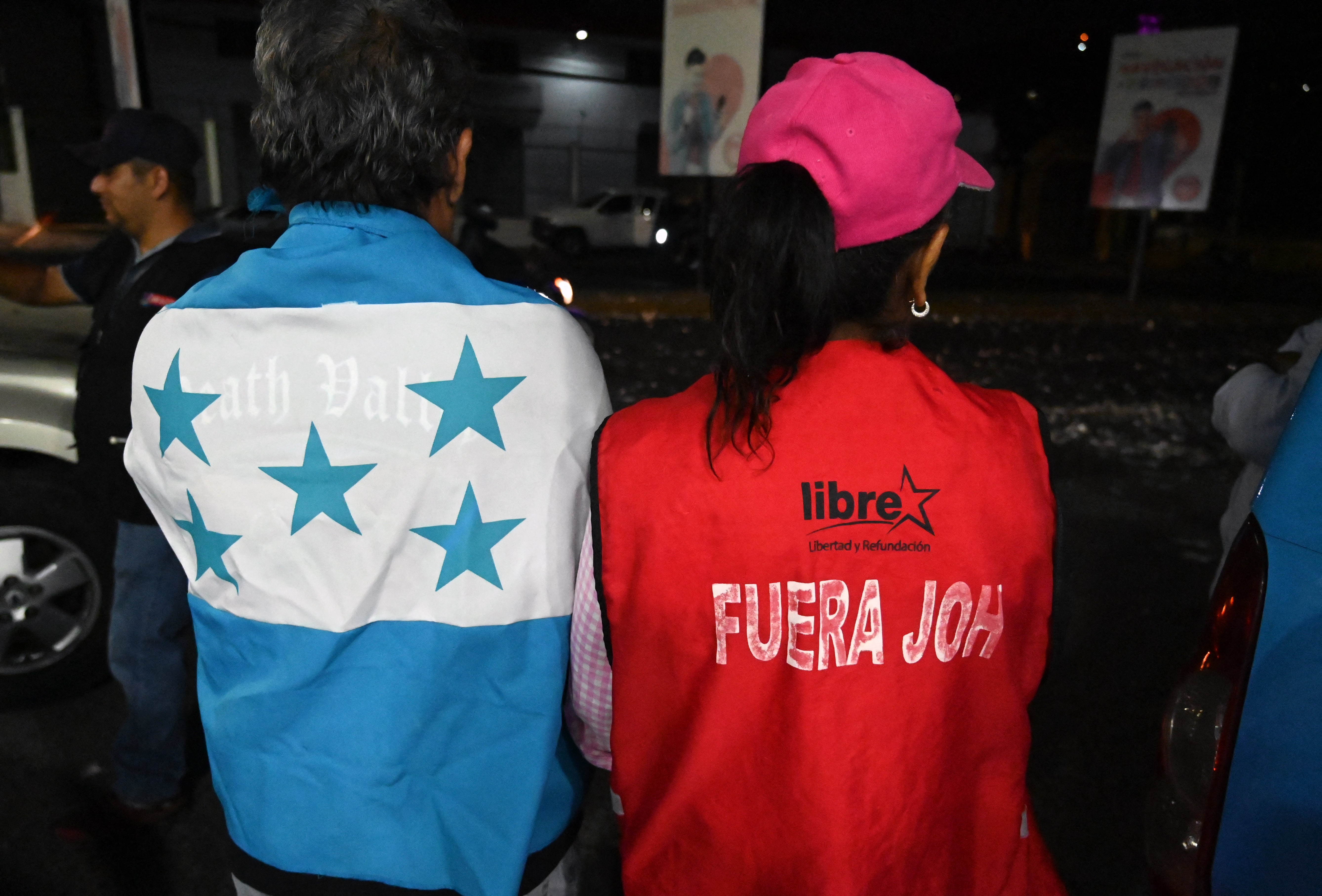 Supporters of the ruling Libertad y Refundacion party (LIBRE) celebrate in Tegucigalpa