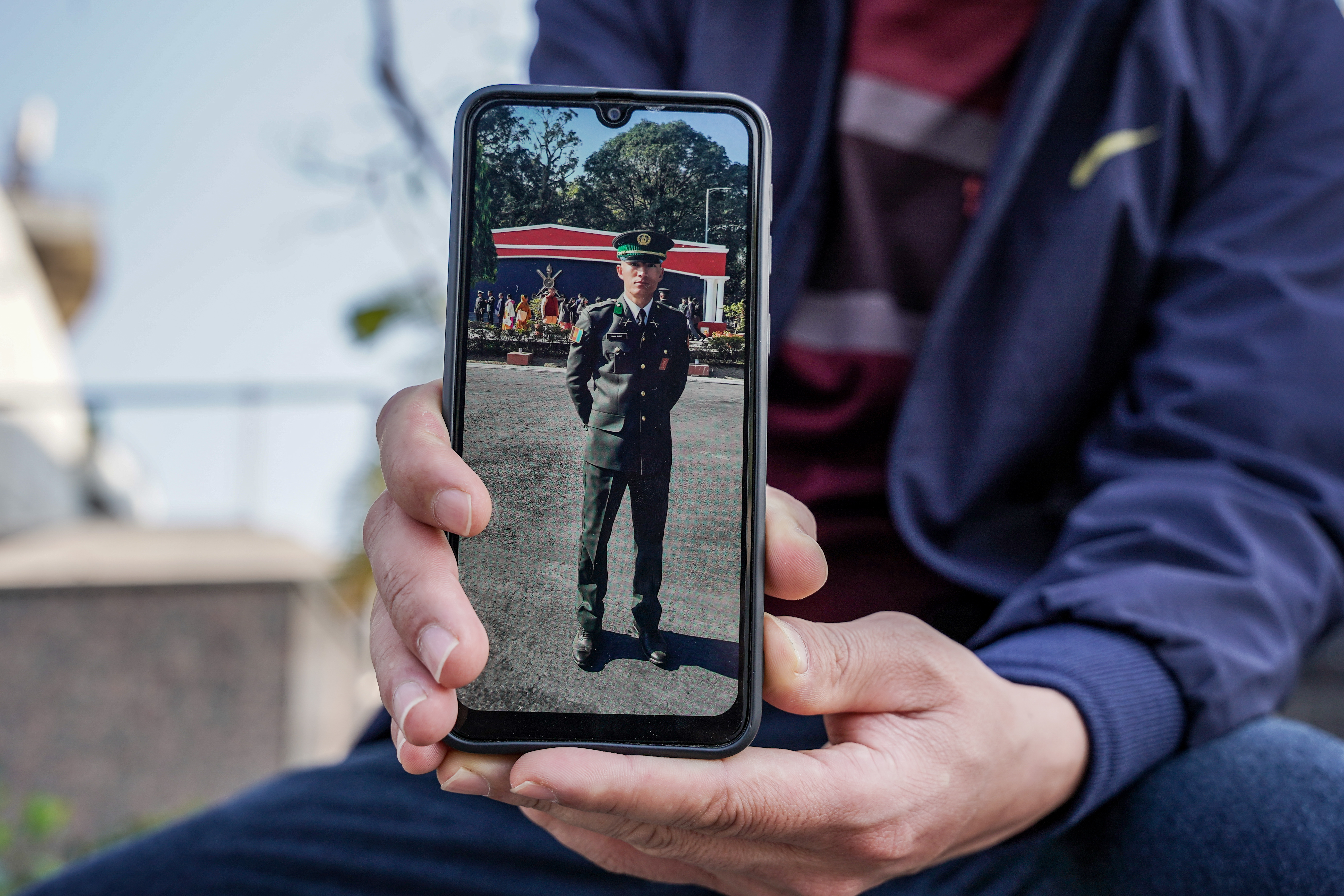 Khalil Shamas showing his picture during IMA training in Dehradun. Photo by Luqmaan Zeerak