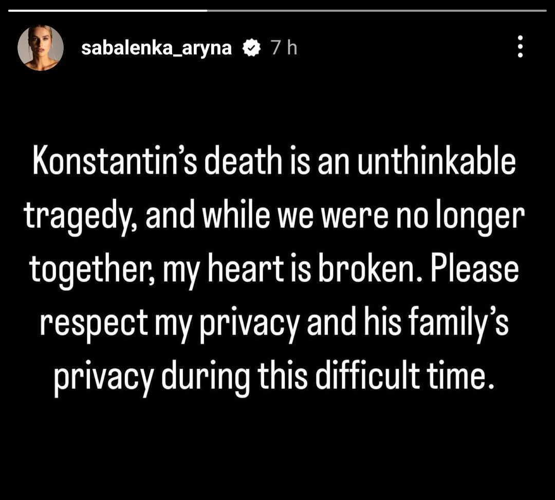 Aryna Sabalenka Instagram screenshot