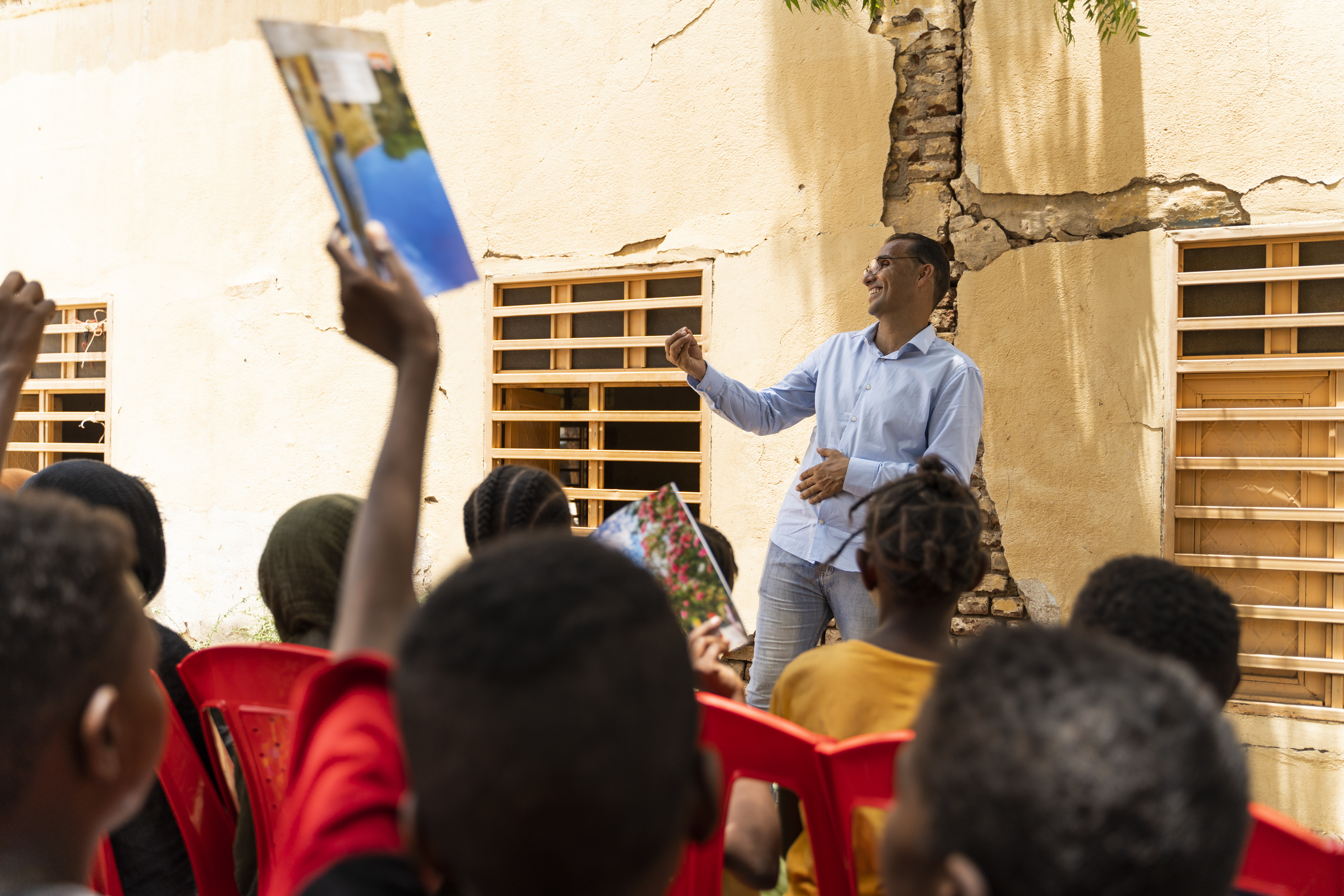 Luai Mowafag, Works in the medical field, he fled Syria after the war there and ended up living for seven years in Sudan