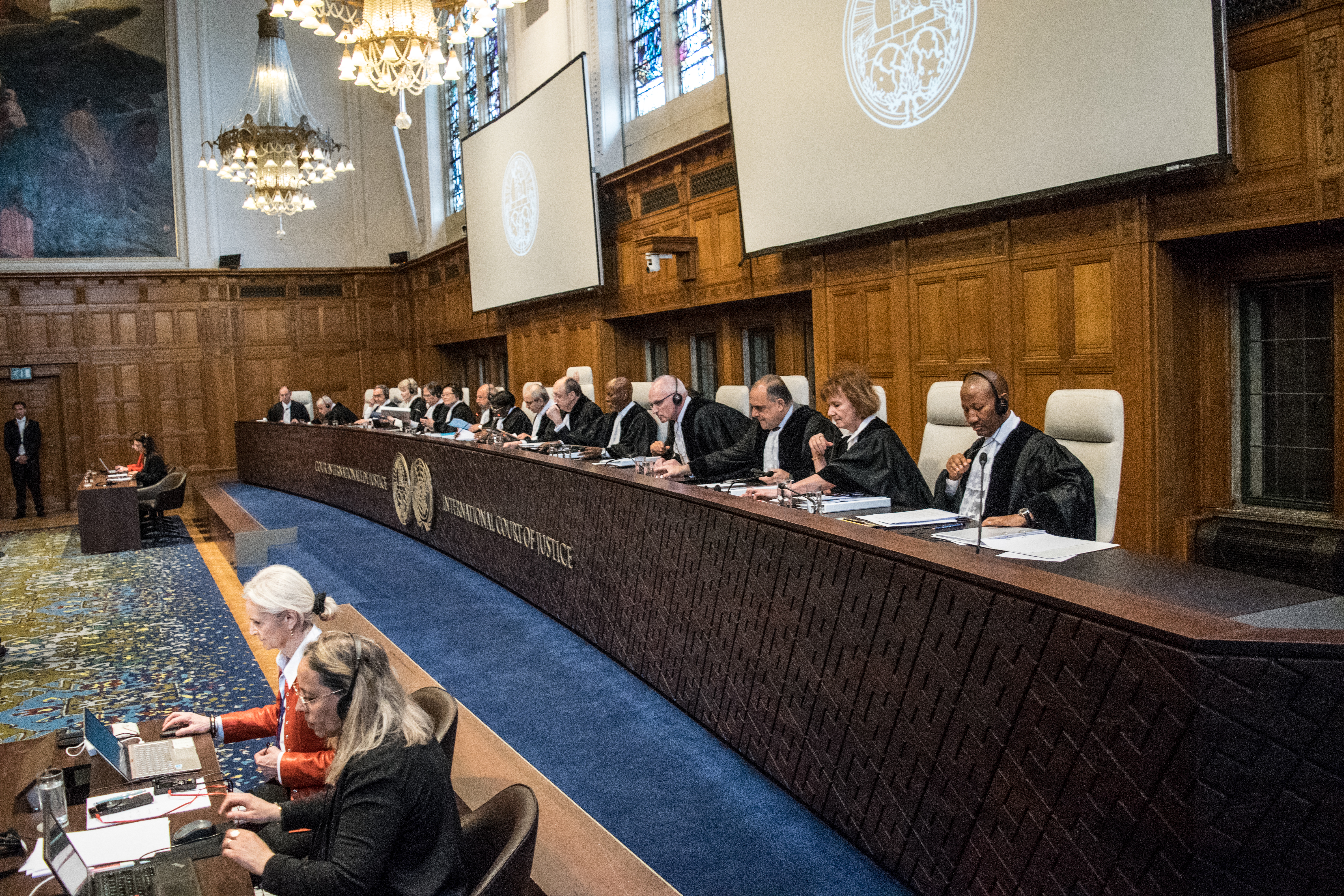 Overview of the courtroom during the second day of hearings at the the International Court of Justice (ICJ) in the case brought by Nicaragua against Germany [Mouneb Taim/AA]