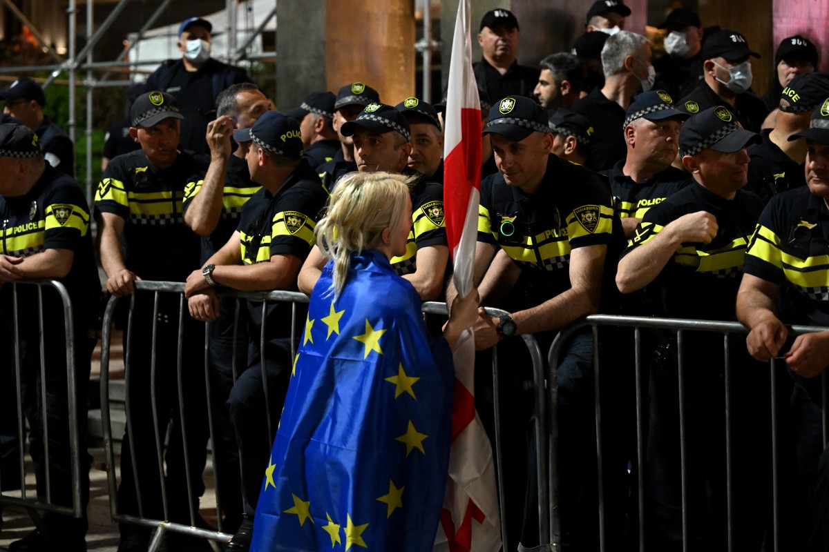 Georgians march 'for Europe', protest controversial bill