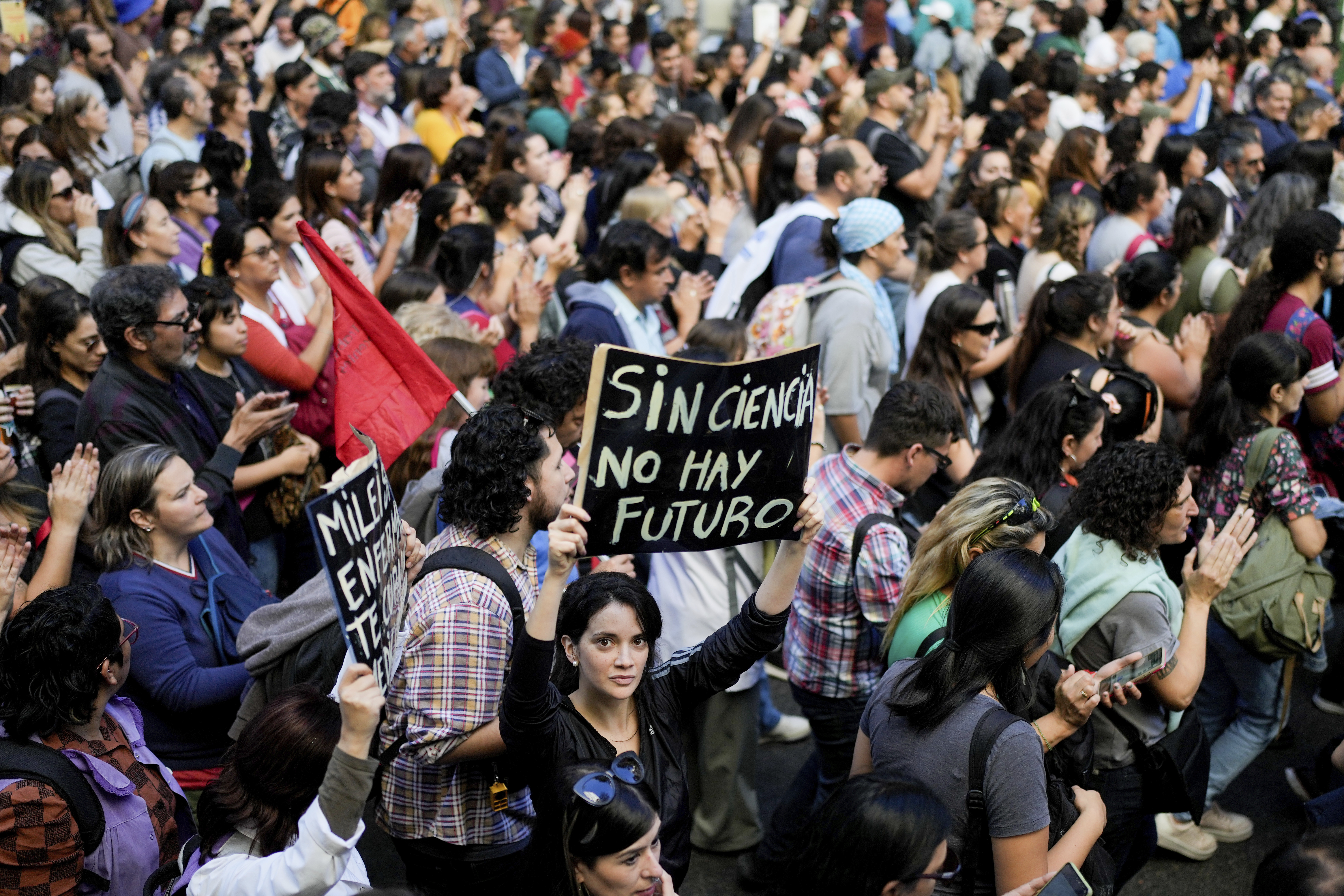 Argentine university students, unions, and social groups march to Casa Rosada government house to protest against President Javier Milei's "chainsaw" cuts on public education