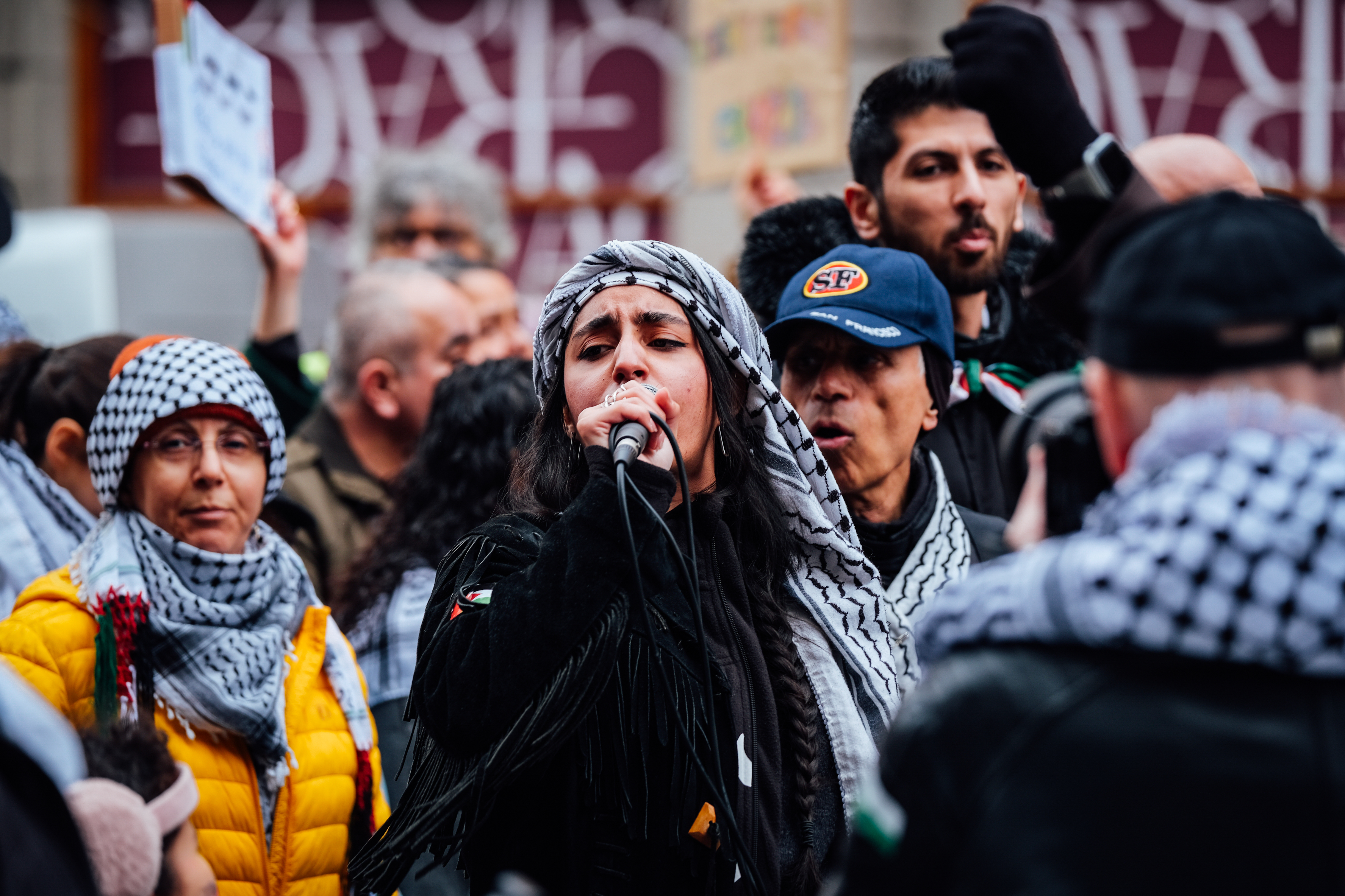 A pro-Palestine protest in Sweden, Stockholm 27 April 2024. Thousands of people marched across Sweden's capital in solidarity with Palestinians in Gaza [Nils Adler/Al Jazeera]