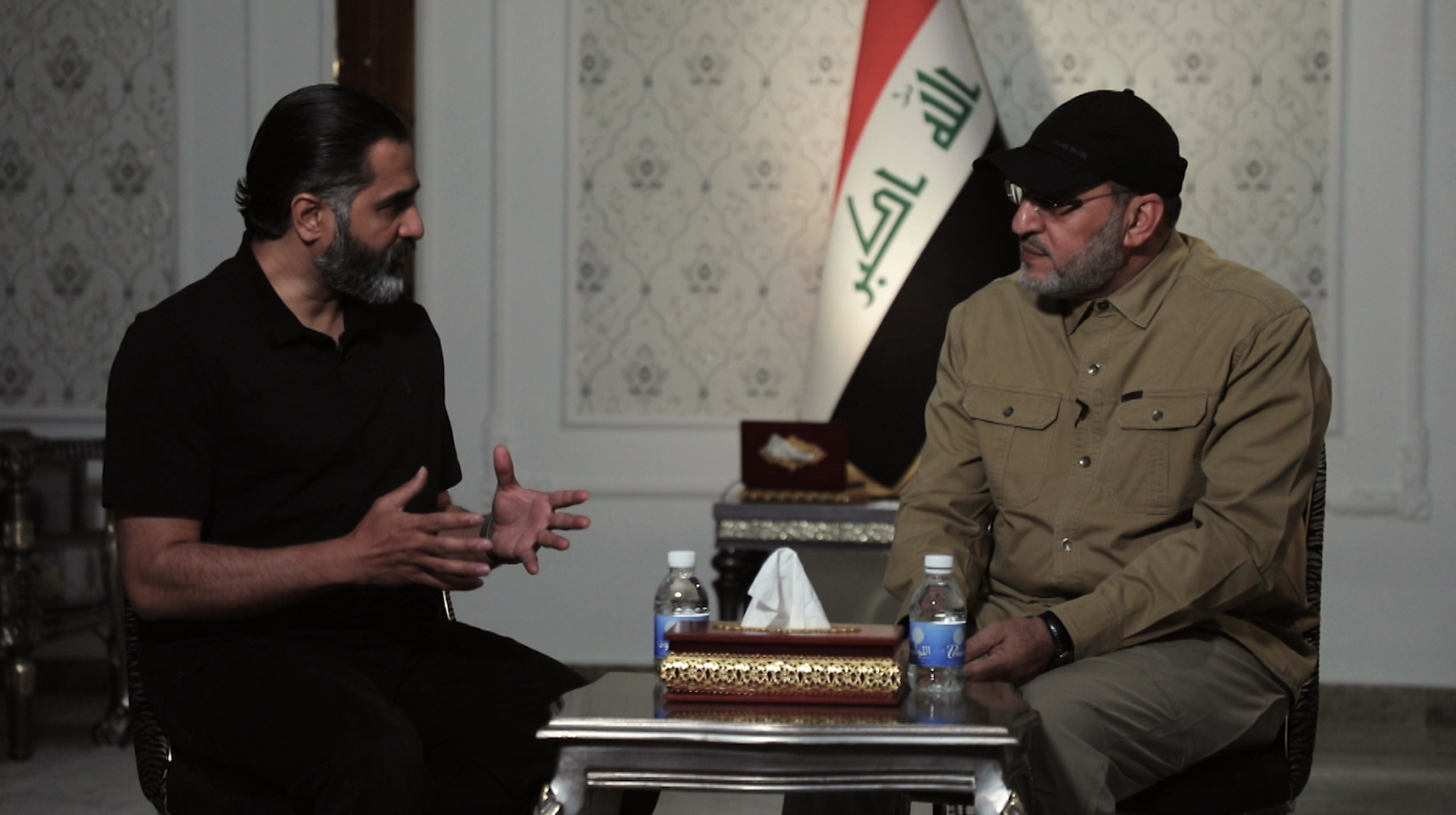 Osama Bin Javaid interviews Abu Ala al-Walai - the secretary-general of the Iran-backed Iraqi Shia armed group, Kata'ib Sayyid al-Shuhada (KSS), for Al Jazeera on April 18, 2024, in Baghdad [Al Jazeera]