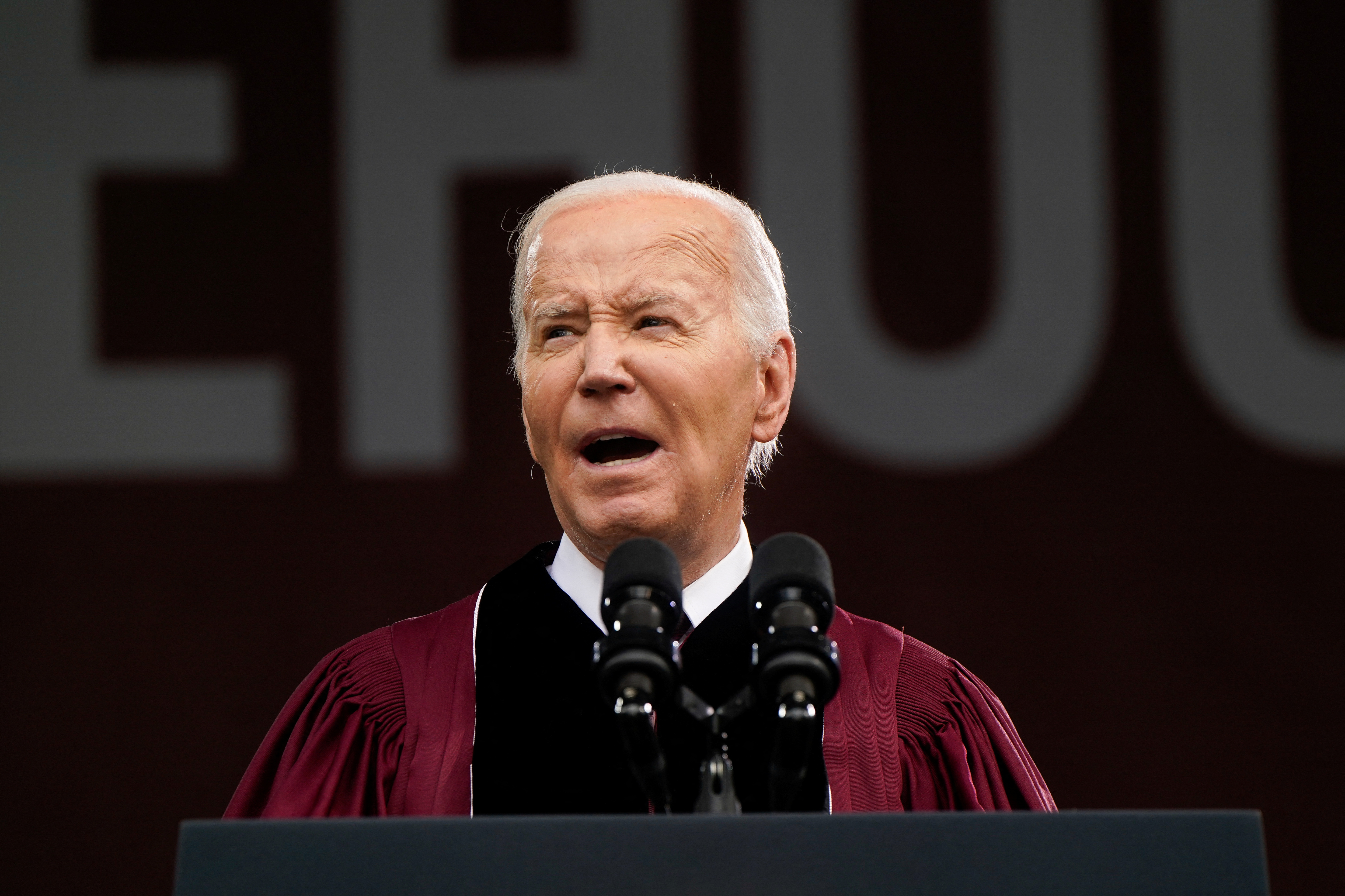 Joe Biden delivers a speech at Morehouse College