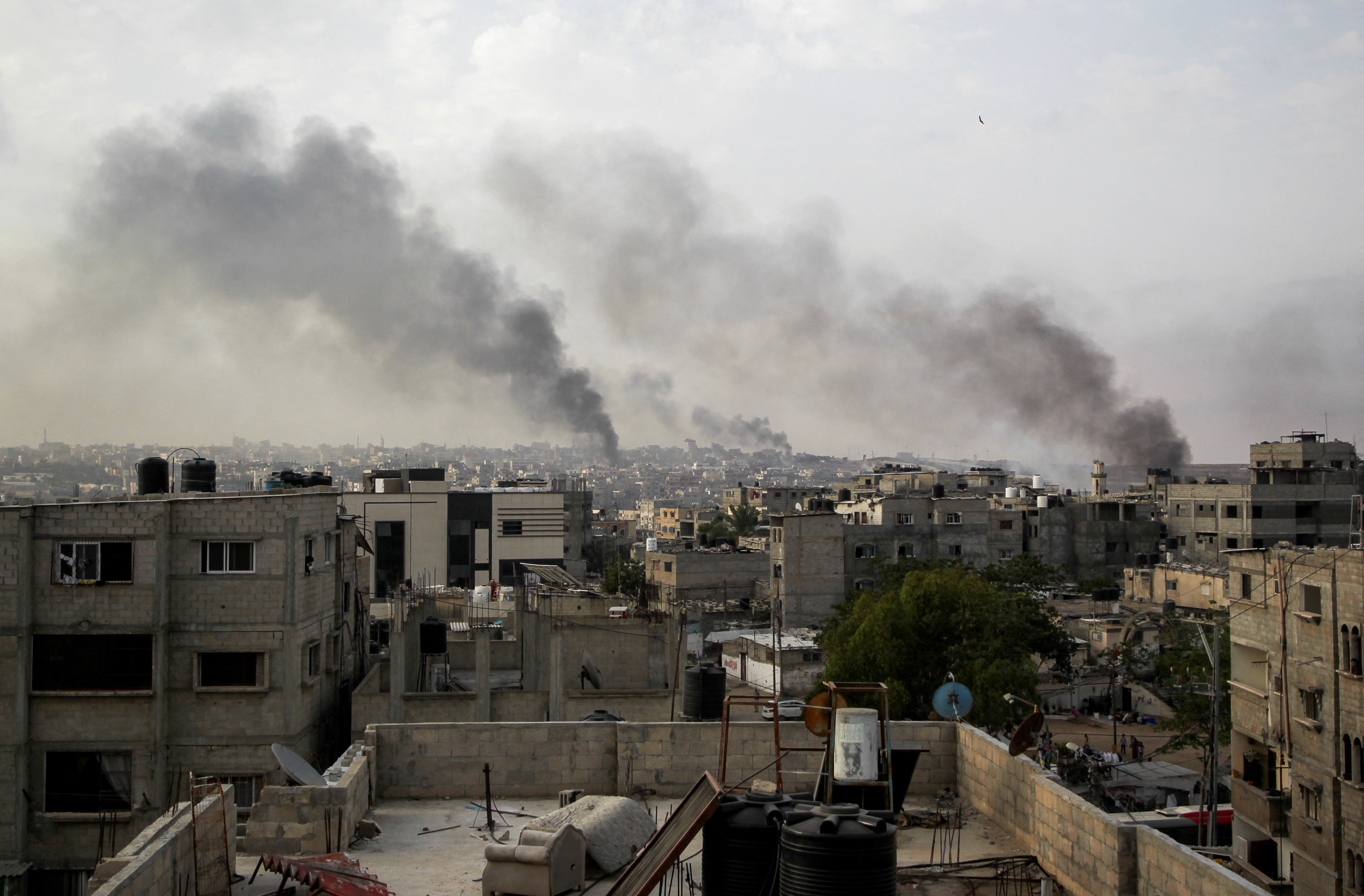 Smoke rises following Israeli strikes