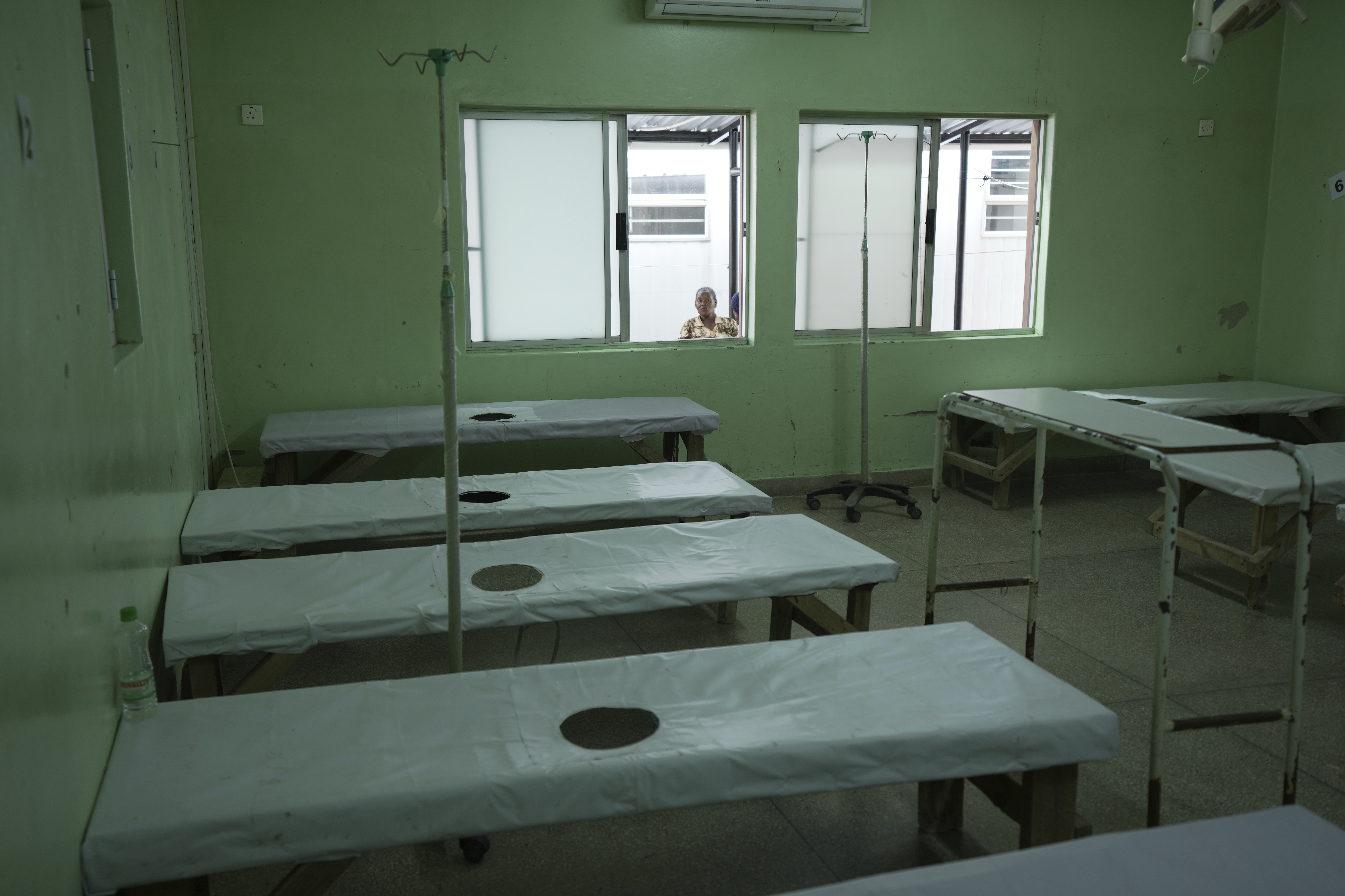 Hospital beds stand empty in a ward dedicated to Cholera patients at a government hospital in Lusaka,