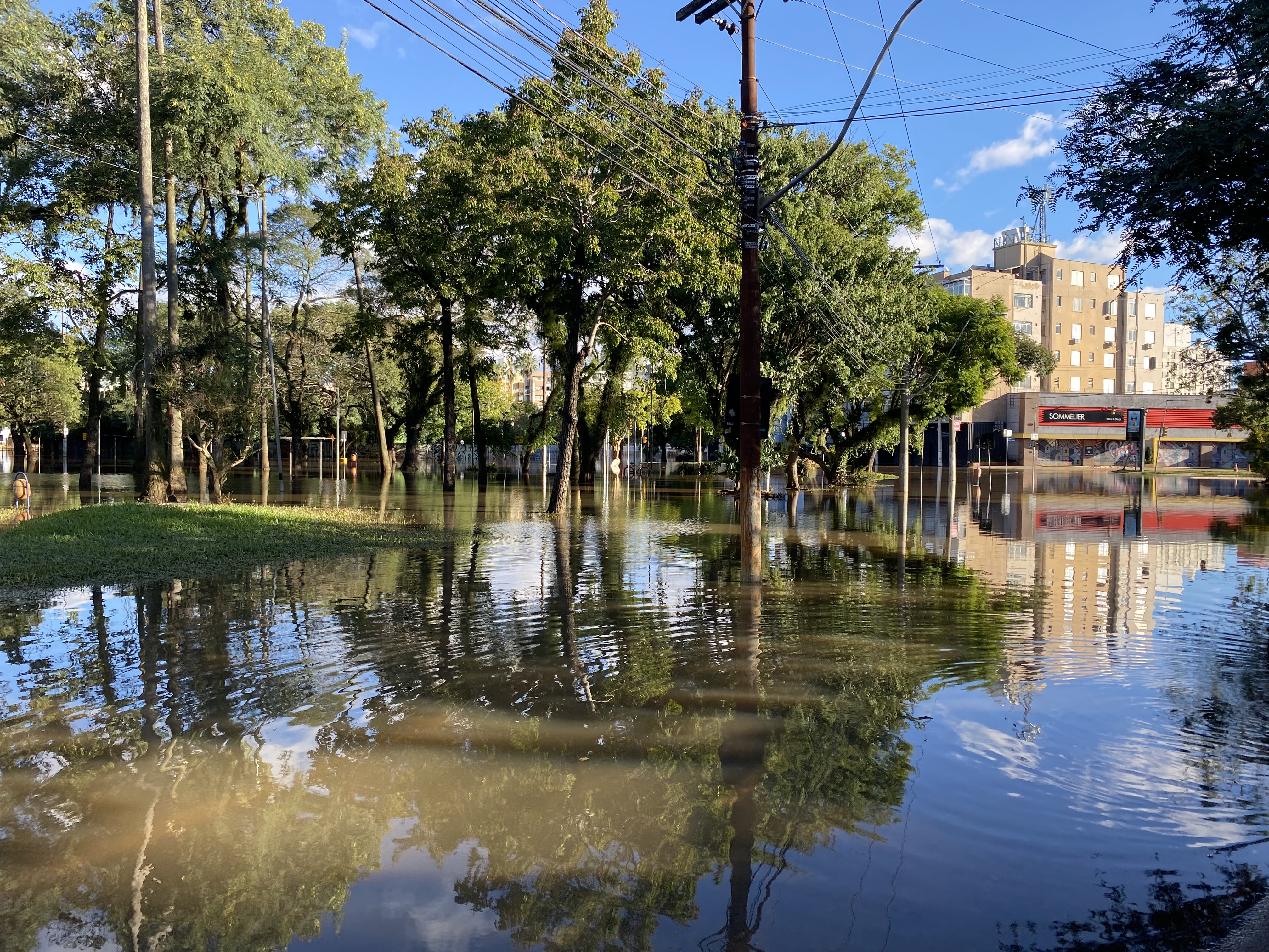 A city park in Porto Alegre is submerged after flooding in April and May.