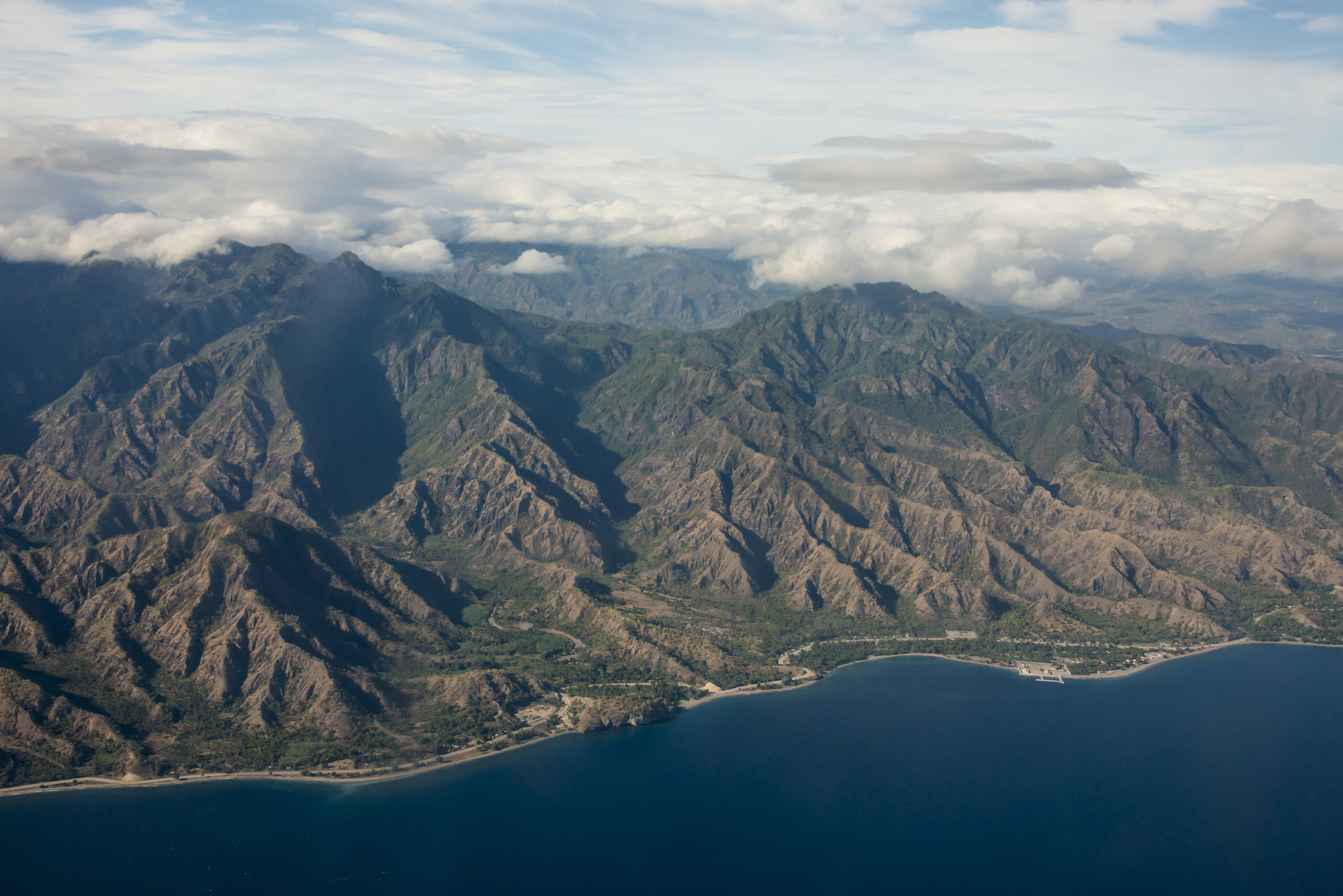 an aerial view of a mountain