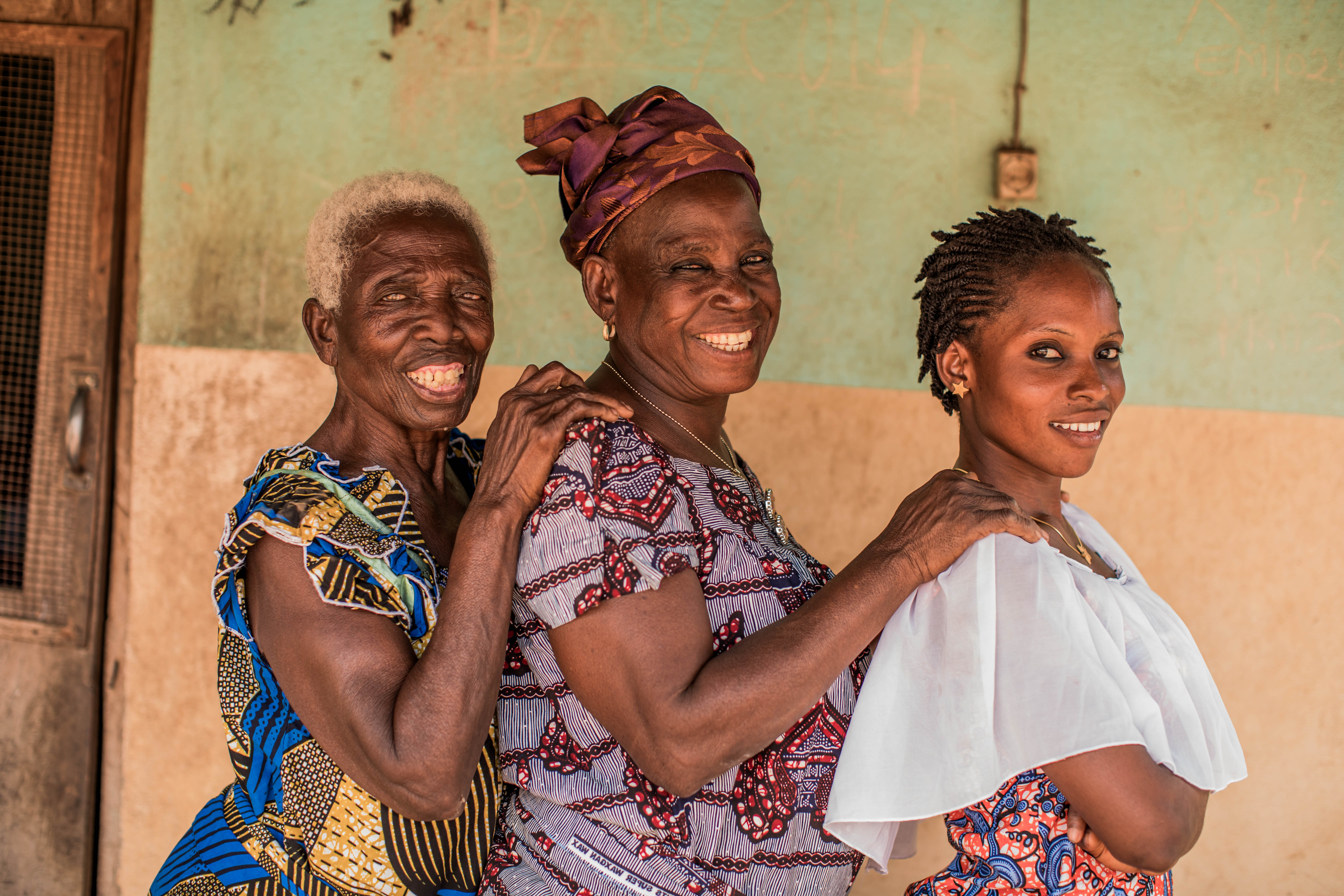 Assana, 24, (right) with her mother, Gnoussiado, 60, whom she calls ‘Inami’, and her grandmother, Akoyiki, 80, whom she calls ‘Afeno’ — in their village in Togo.