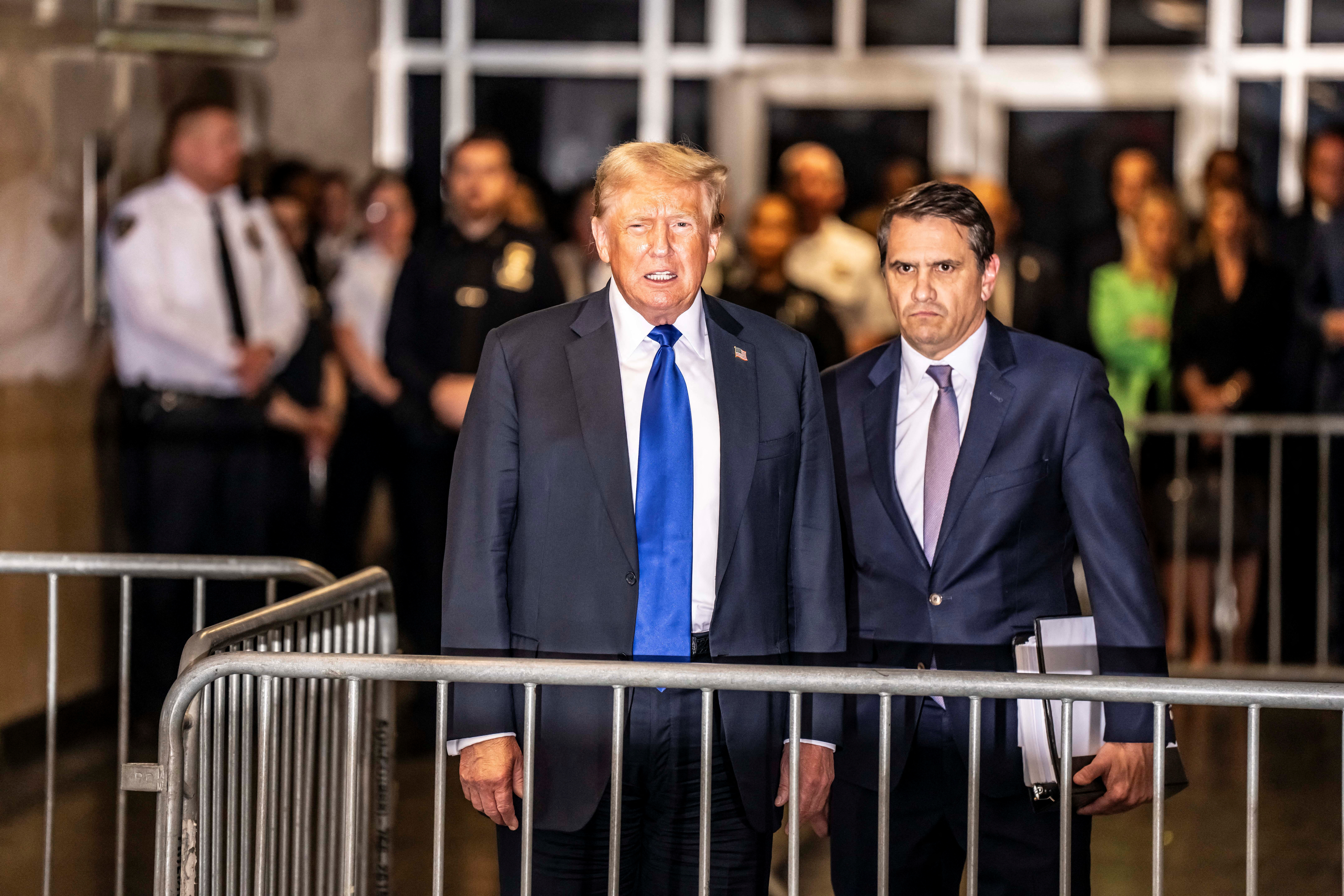 Former U.S. President Trump speaks to members of the media after a jury found him guilty of all 34 felony counts in his criminal trial at New York State Supreme Court in New York, New York, U.S., 30 May 2024