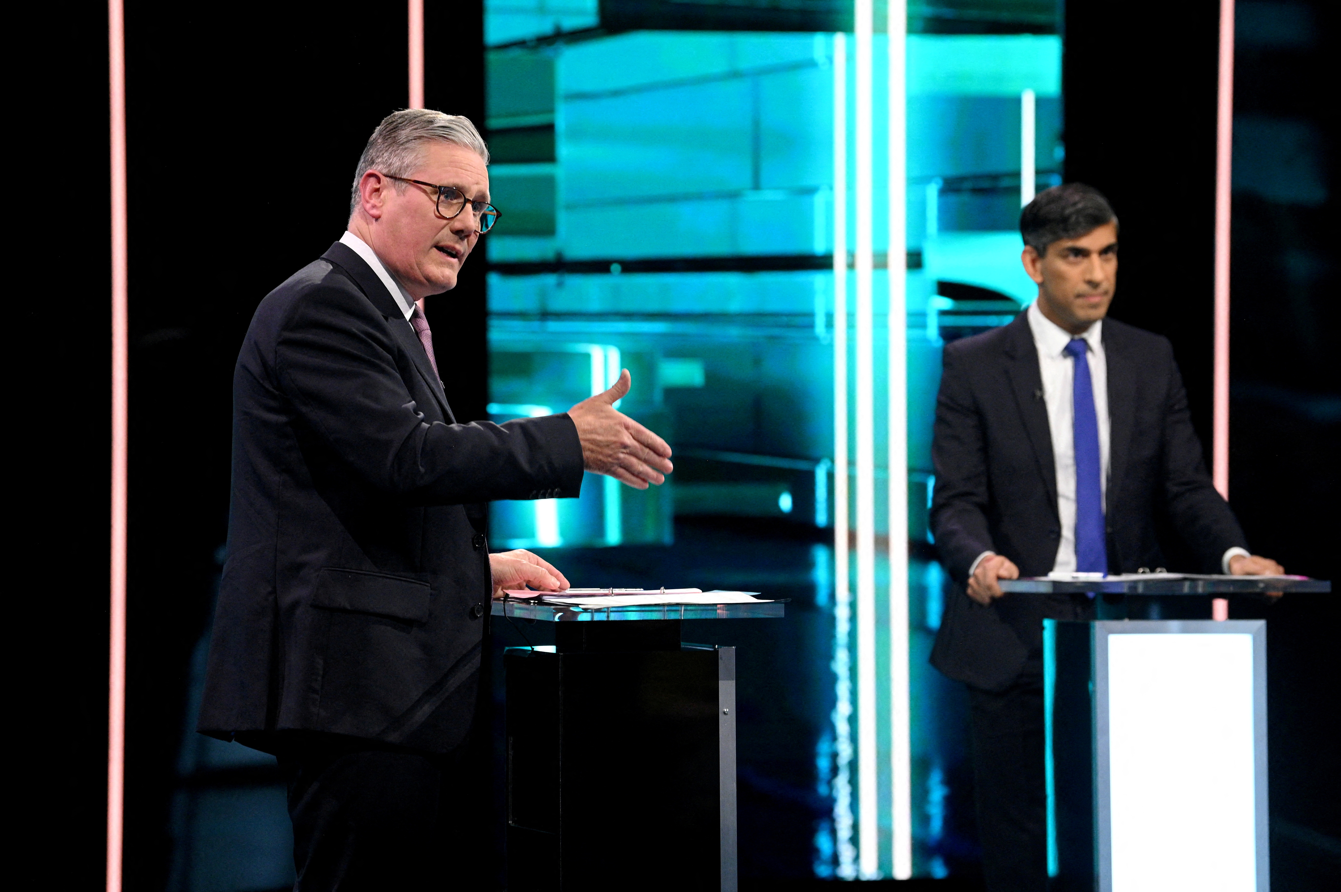Labour Party leader Keir Starmer and Conservative Party leader and Prime Minister Rishi Sunak debate