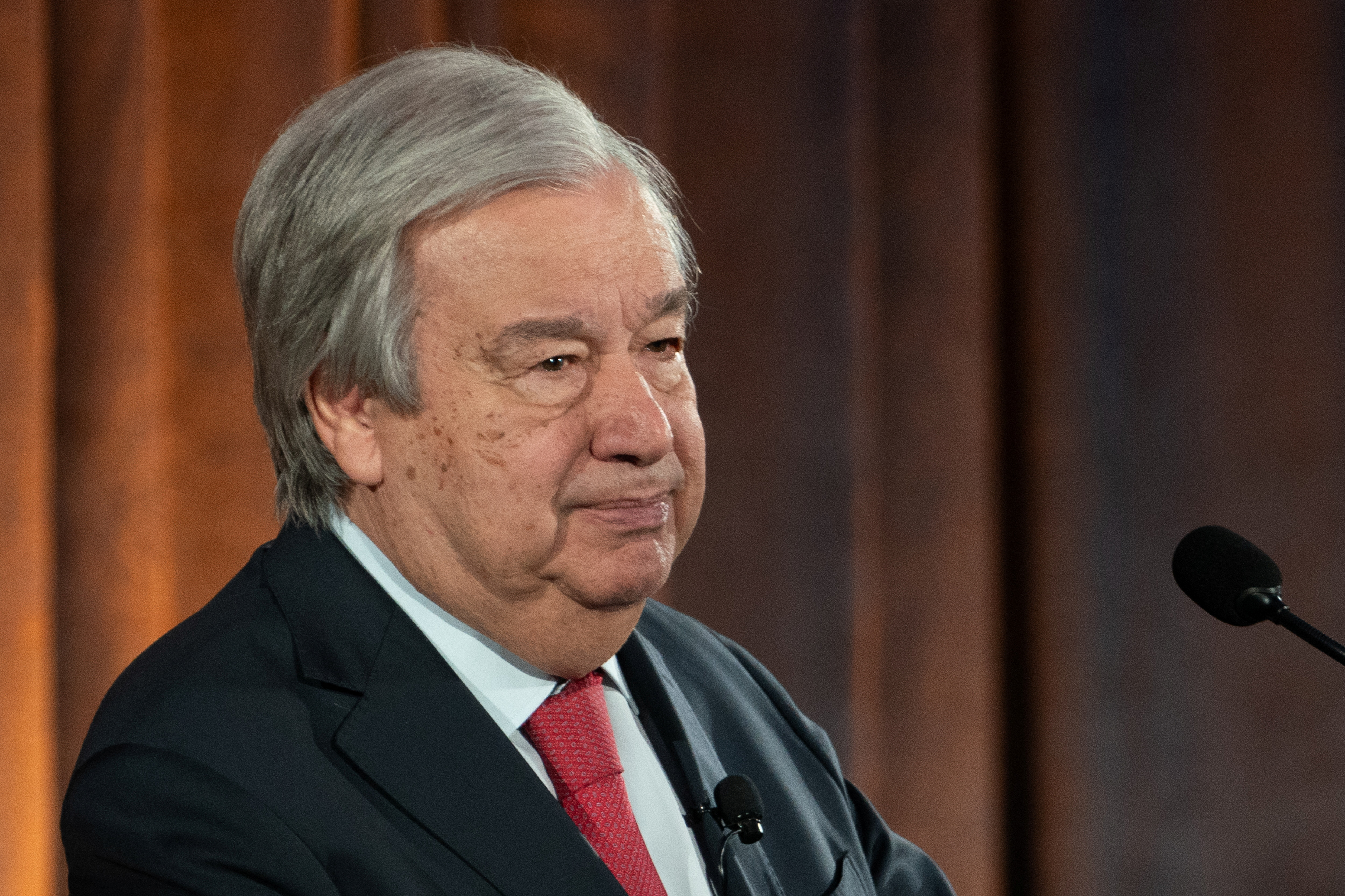 United Nations Secretary-General Antonio Guterres speaks during a Special Envoy on Climate Ambition and Solutions at the American Museum of Natural History in New York City