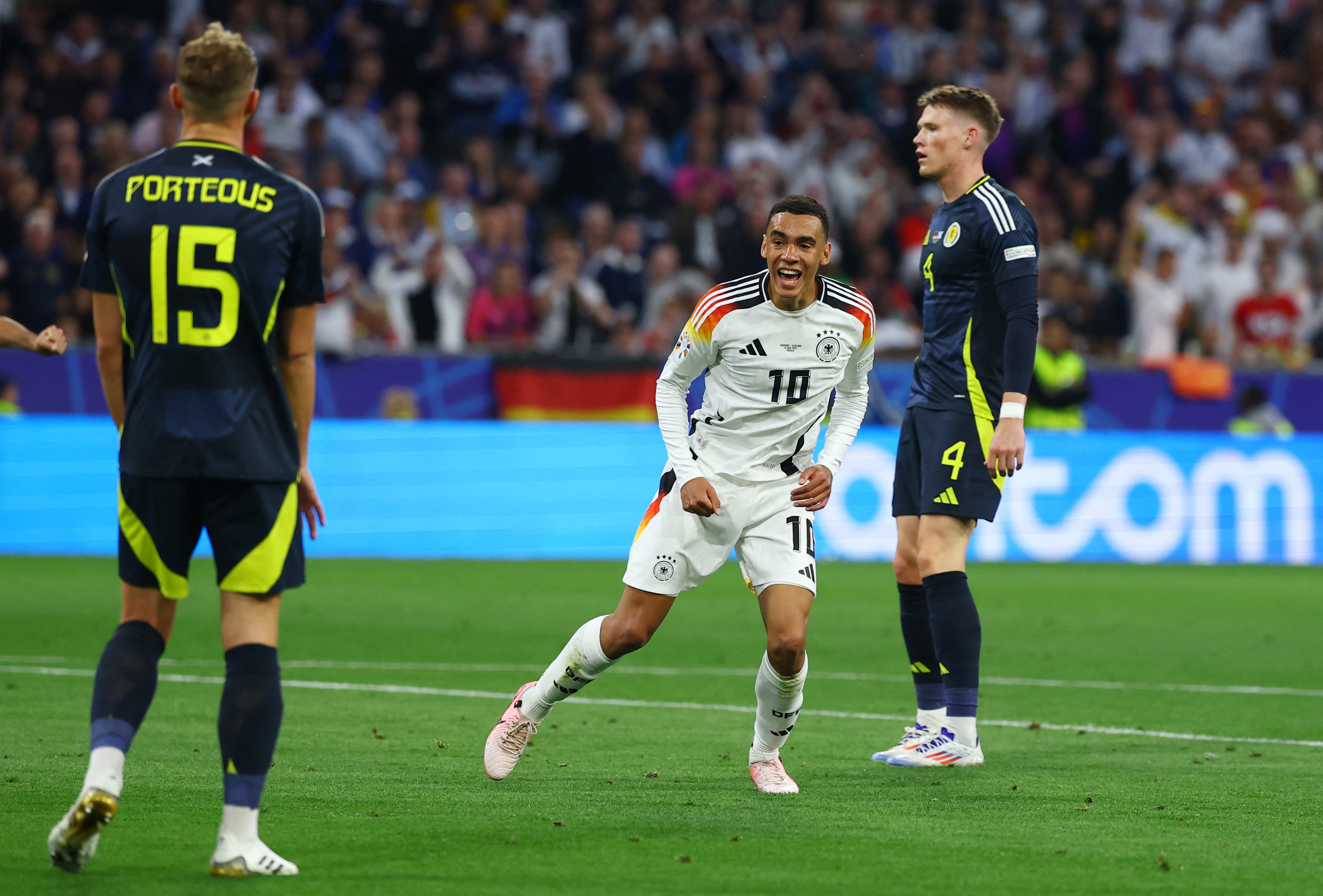 Germany's Jamal Musiala celebrates scoring