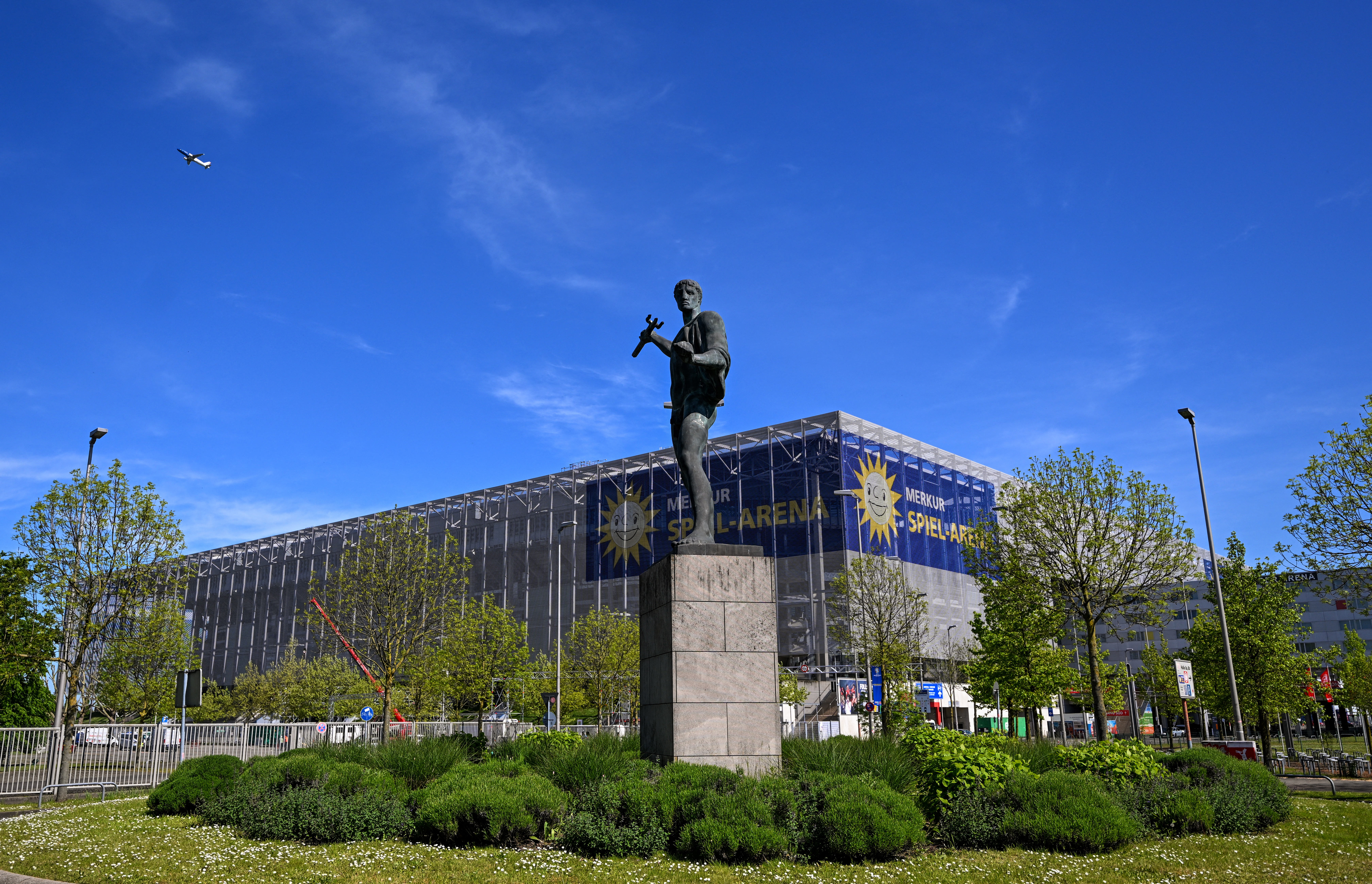 Side view of football stadium.